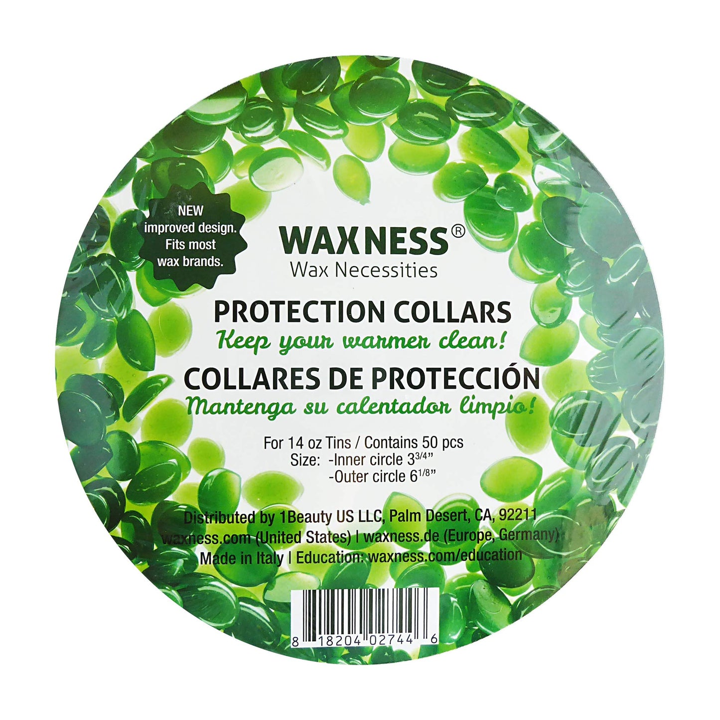 Waxness Waxing Protection Collars 50 Pack Green Fits Most 14-16 Ounces Tins and Pots Beauty and Personal Care Wax Necessities