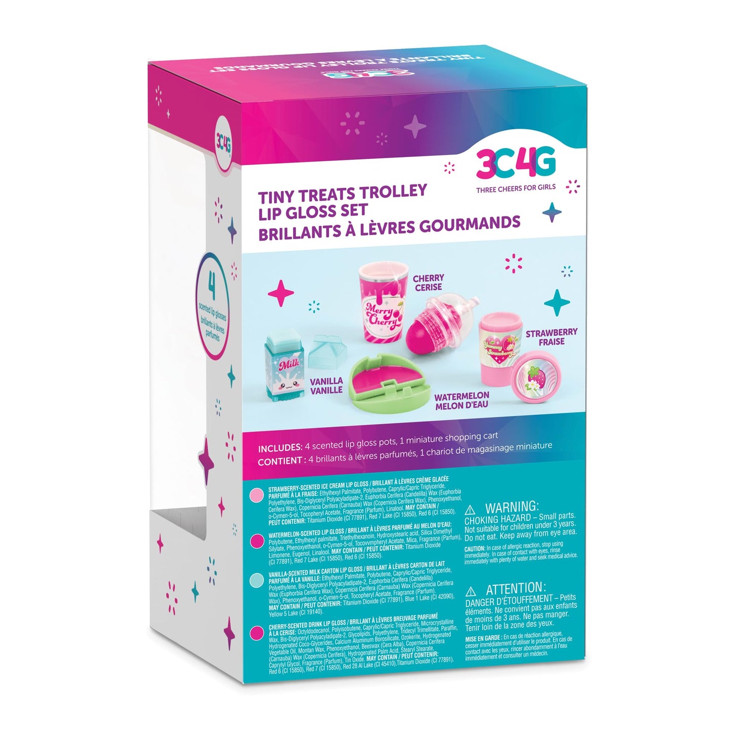 3C4G: Tiny Treats Trolley Lip Gloss Set with Scented Lip Glosses & Rolling Mini Shopping Cart for Girls Ages 8+ Beauty & Personal Care 3C4G THREE CHEERS FOR GIRLS