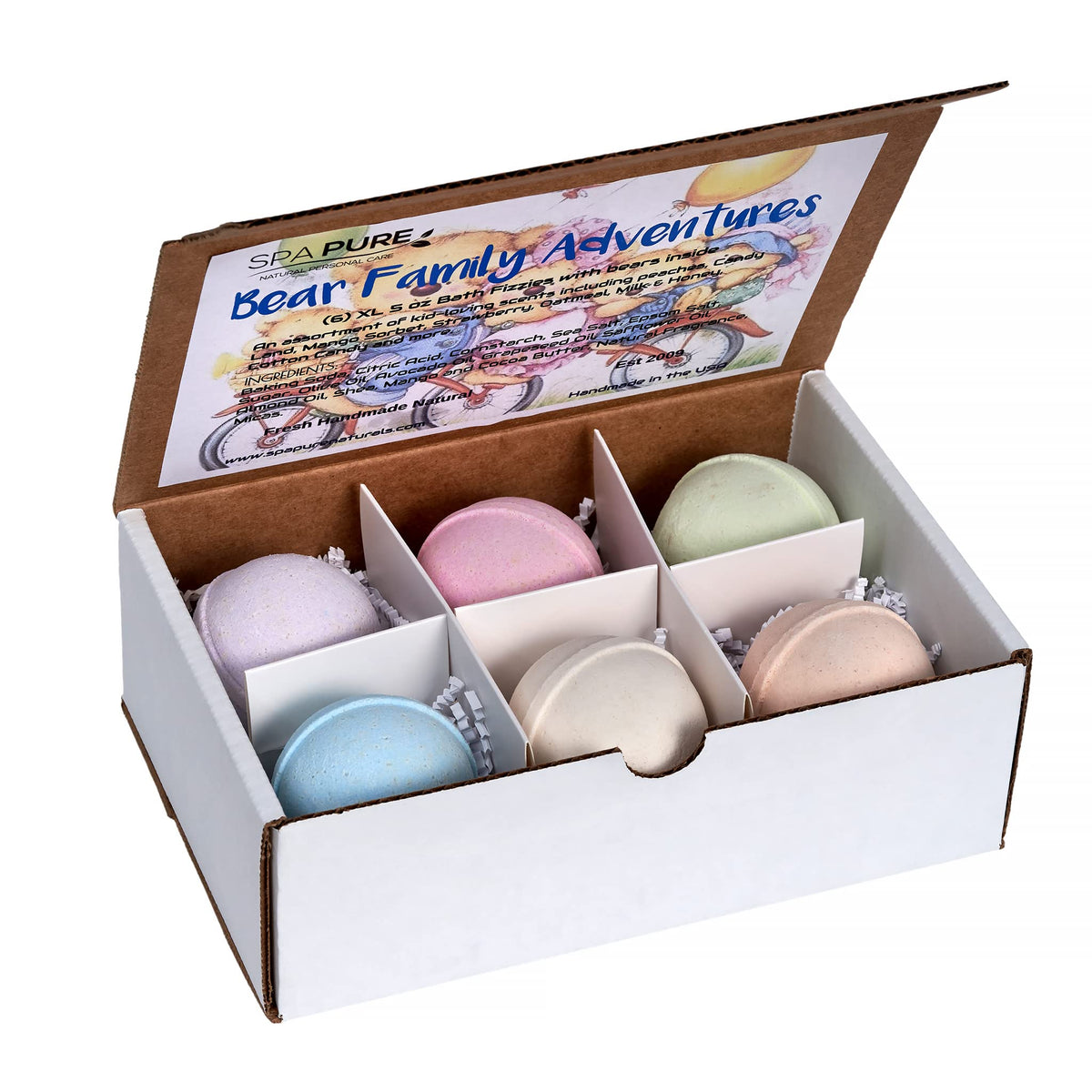 Bath Bomb Fizzies with Surprise: 6 Bear Family Toys Inside Bath Bombs, Huge Balls (5 oz) Safe, Great for Bubble Baths, Perfect for Little Girls… Beauty & Personal Care Spa Pure