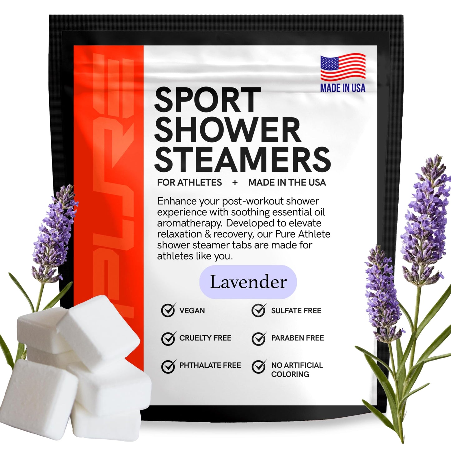 Sport Shower Steamers - USA Made with Natural Lavender Essential Oil, Aromatherapy, Stress and Sinus Relief, Muscle Recovery for Athletes, Best Beauty and Personal Care Pure Athlete