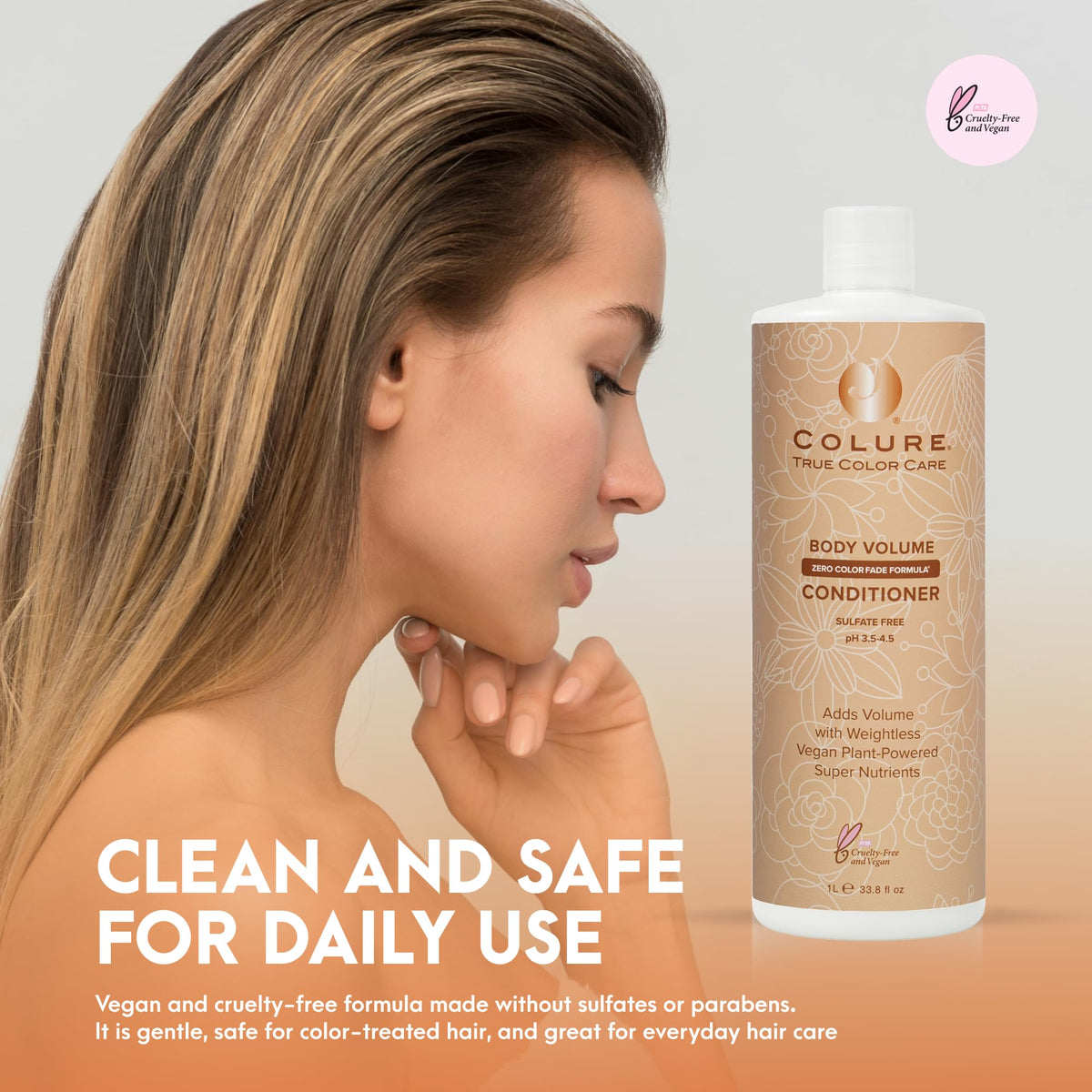 COLURE Body Volume Conditioner, 33 Fl Oz - Weightless Thickening Hair Treatment for Fine Damaged Hair, Vegan Hydrating
