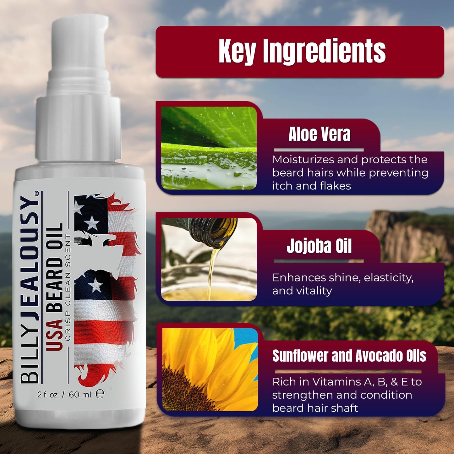 Billy Jealousy Beard Oil for Men, Weightless, Low Shine, and Hydrating Beard Moisturizer for Softer Hair, Helps Prevent Itching and Flakes, USA Beauty and Personal Care Billy Jealousy