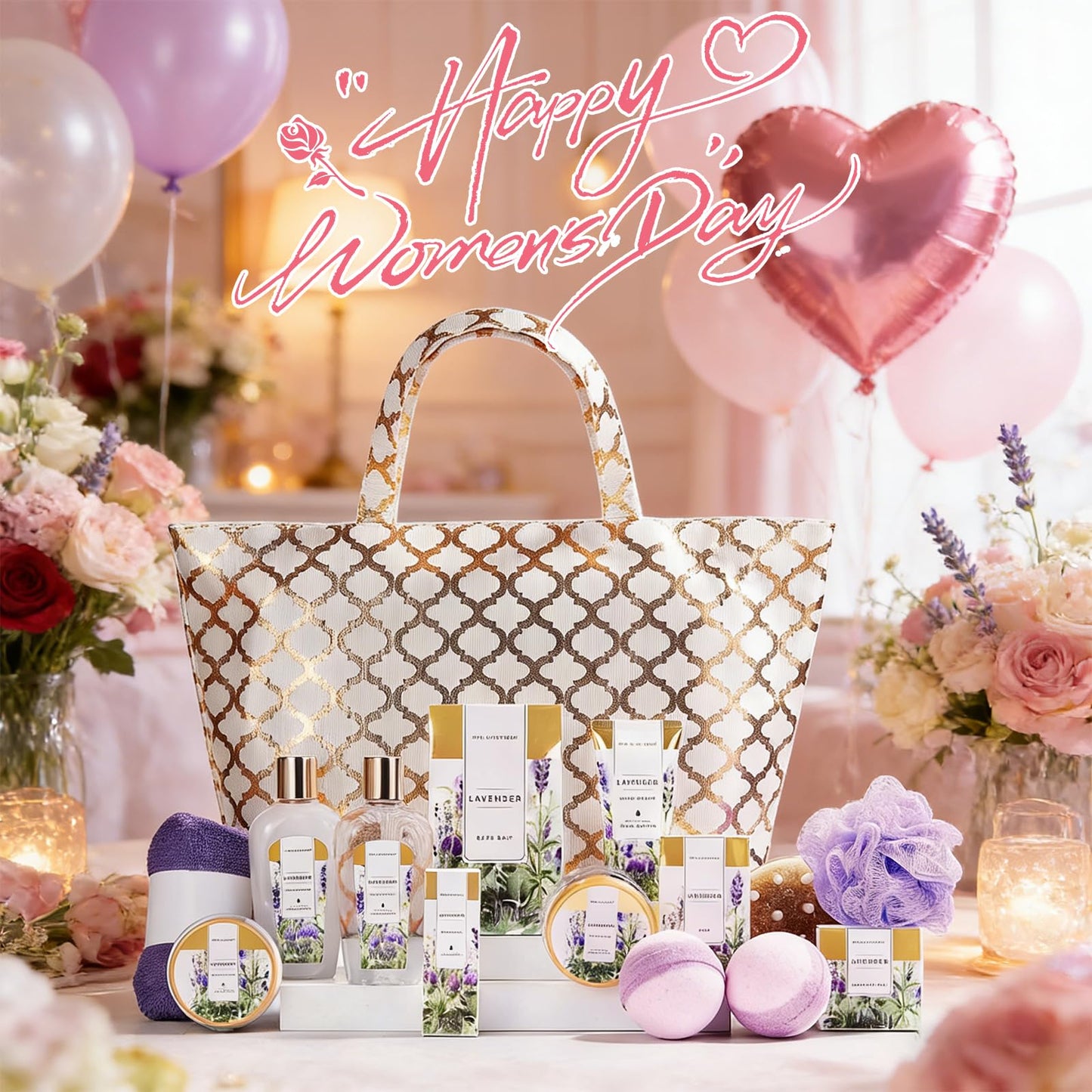 Spa Luxetique Gifts for Women Lavender Gift Baskets for Women 15pcs Bath and Body Work Gift Set With Tote Bag Bath Sets for Women Mothers Day Gifts Beauty and Personal Care spa luxetique