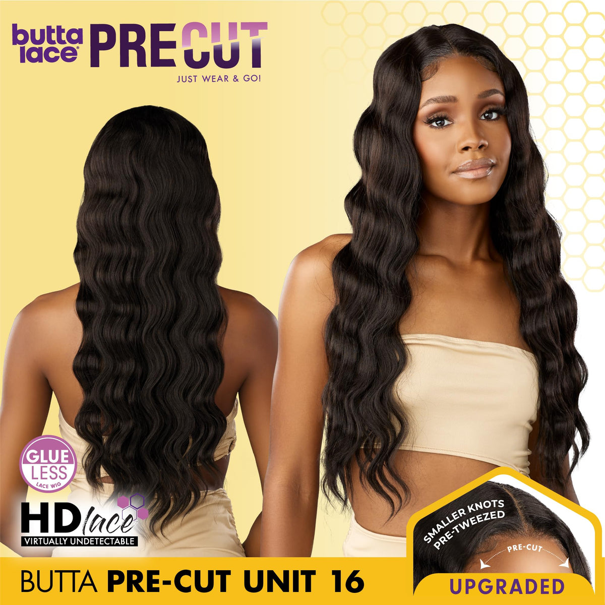 Sensationnel Butta Lace Precut Wig-Unit 16, 1B OFFBLACK