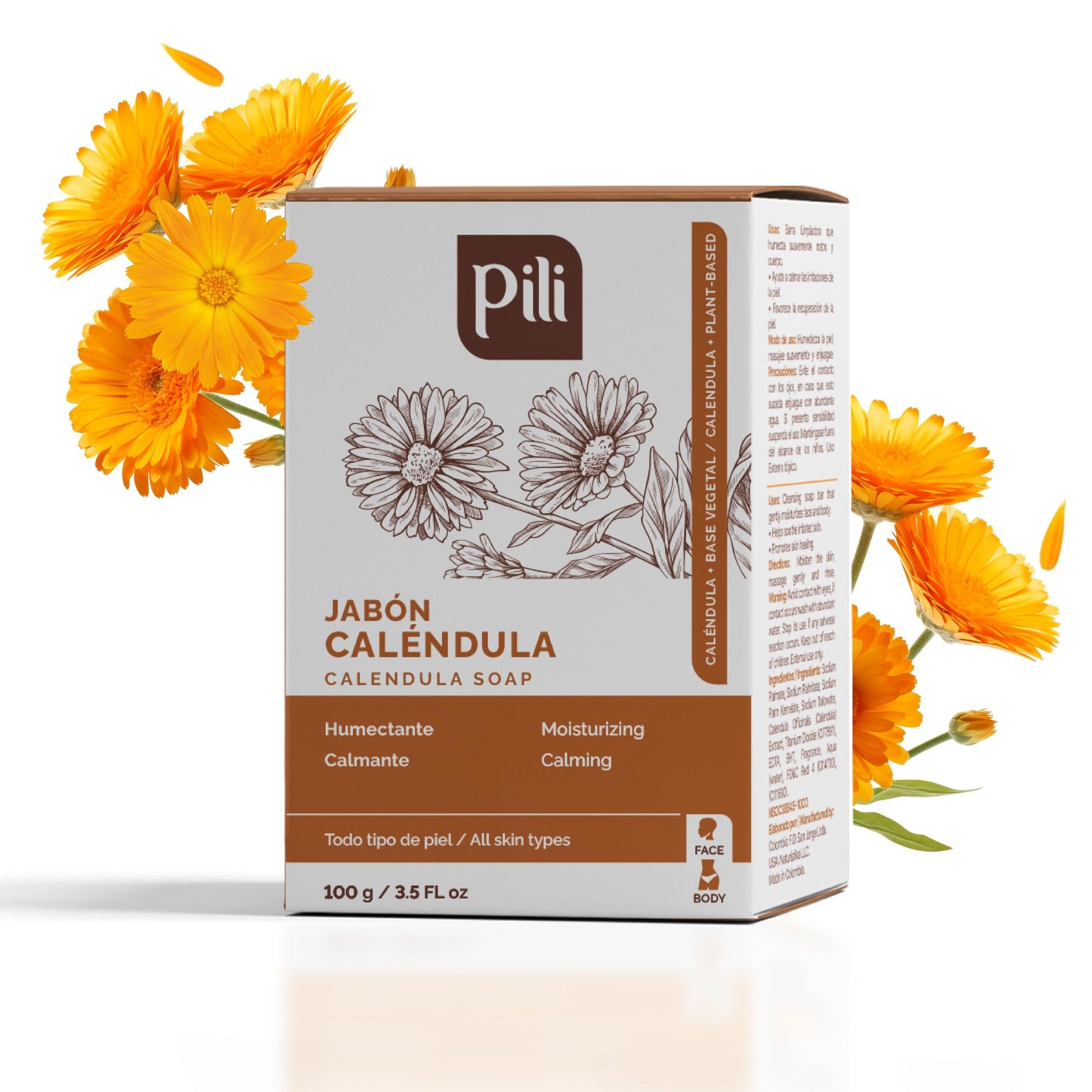 Pili Natural Calendula Soap Bars for Face and Body, for Dry or Cracked Skin, Gentle Cleanser for Men, Women and Teens (3 Pack) Beauty & Personal Care Pili Natural