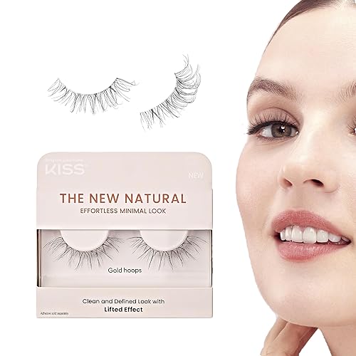 KISS The New Natural, False Eyelashes, 'Gold Hoops', 12mm, Includes 1 Pair Of Lash, Easy to Apply, Reusable Lash Clusters Beauty & Personal Care KISS
