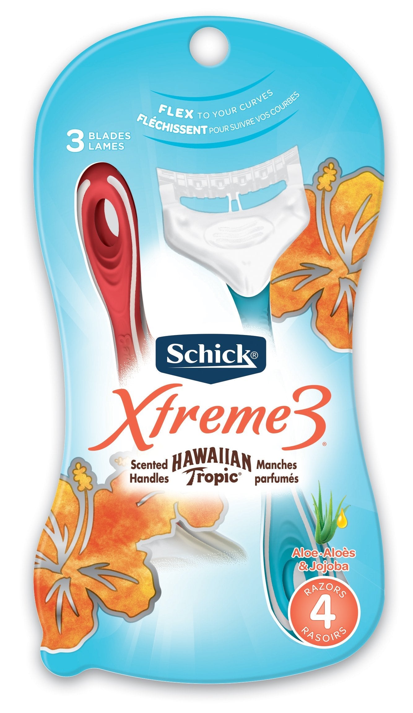 Schick Xtreme3 Women's Disposable Razors with Hawaiian Tropic Scented Handles, 4-Count (Pack of 2) Beauty and Personal Care Schick Quattro Womens