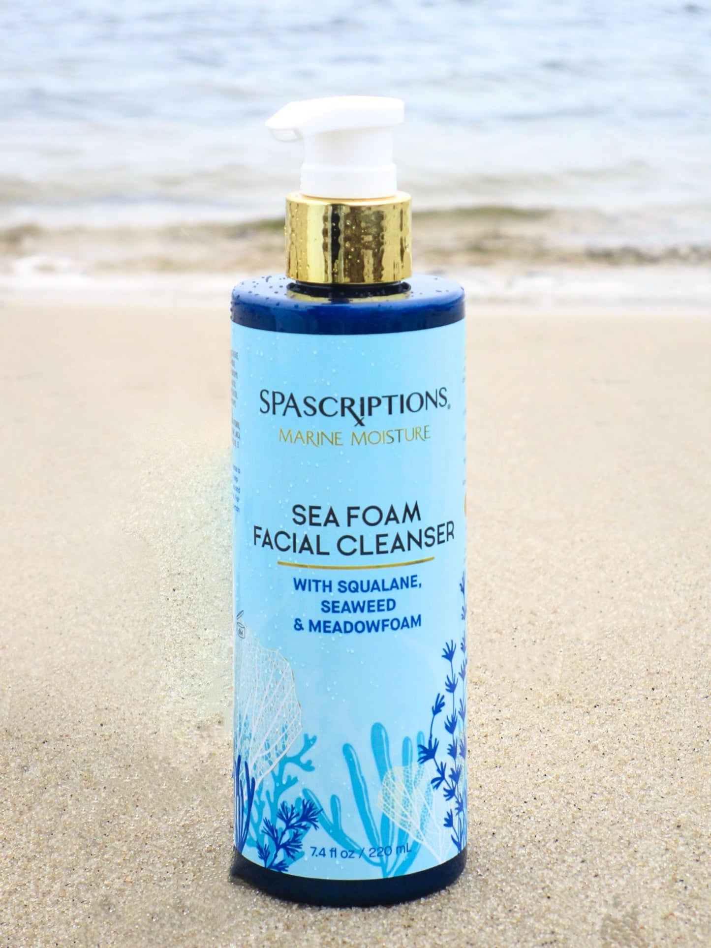 SpaScriptions Marine Moisture Sea Foam Facial Cleanser, Hydrating Foaming Face Cleanser, Purifying Daily Face Wash, Moisturizing, with Squalene Beauty & Personal Care SpaScriptions