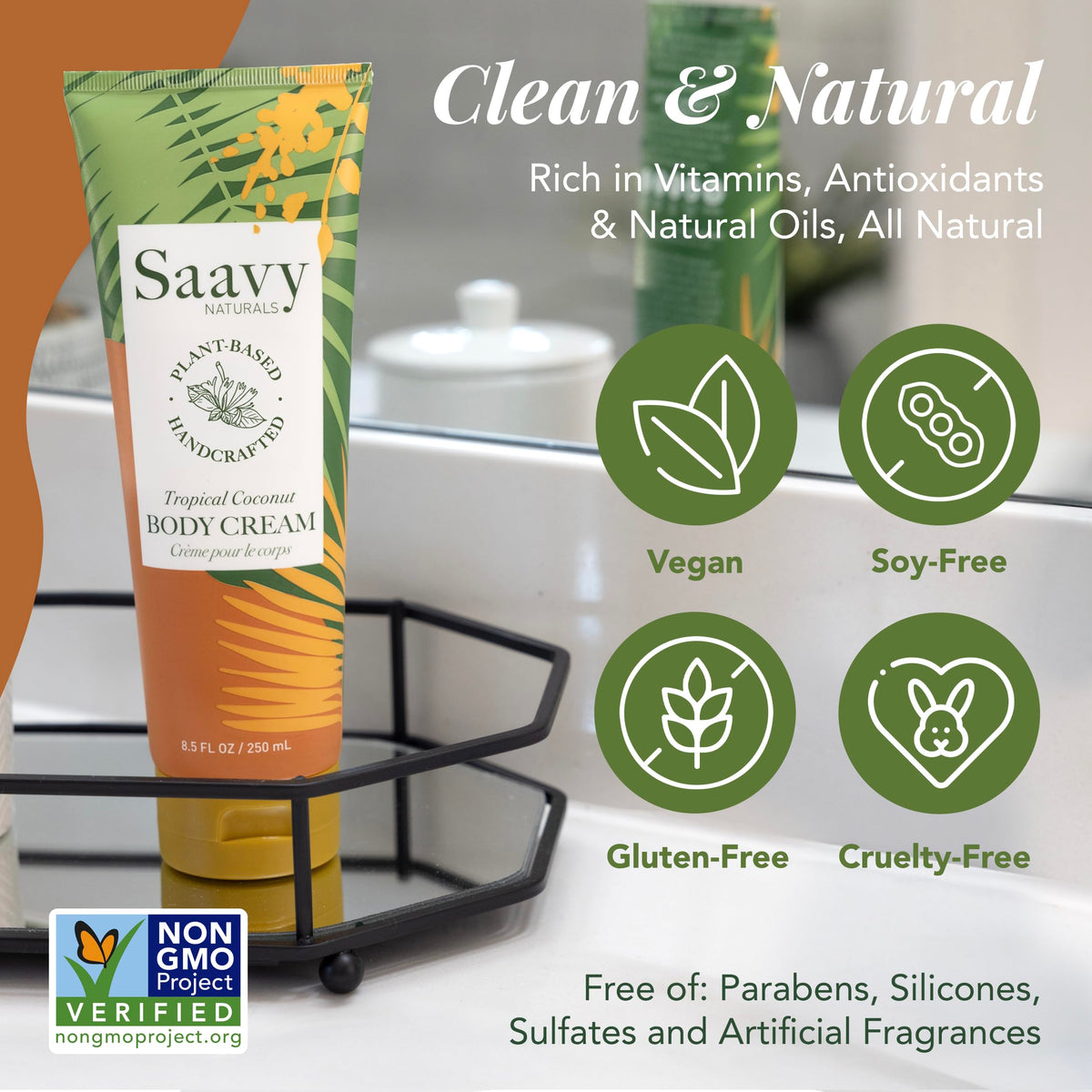 Saavy Naturals Deeply Hydrating Body Cream for Dry Skin - Nourishing Shea Butter, Plant-Based & Sustainably Sourced - Tropical Coconut - 8.5 fl oz, 2 Beauty & Personal Care Saavy Naturals