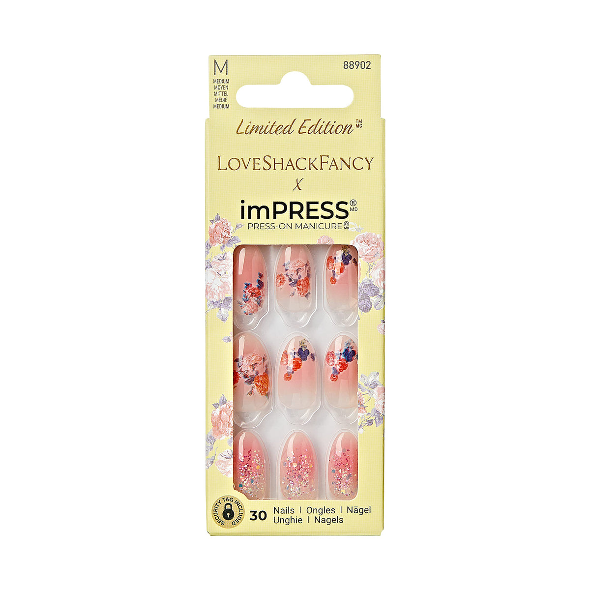 KISS LoveShackFancy x imPRESS Press-On Manicure Limited Edition, Style "Citrus Candy" Medium Almond Pink Press-On Nails, Includes Prep Pad, Mini Nail Beauty & Personal Care imPRESS