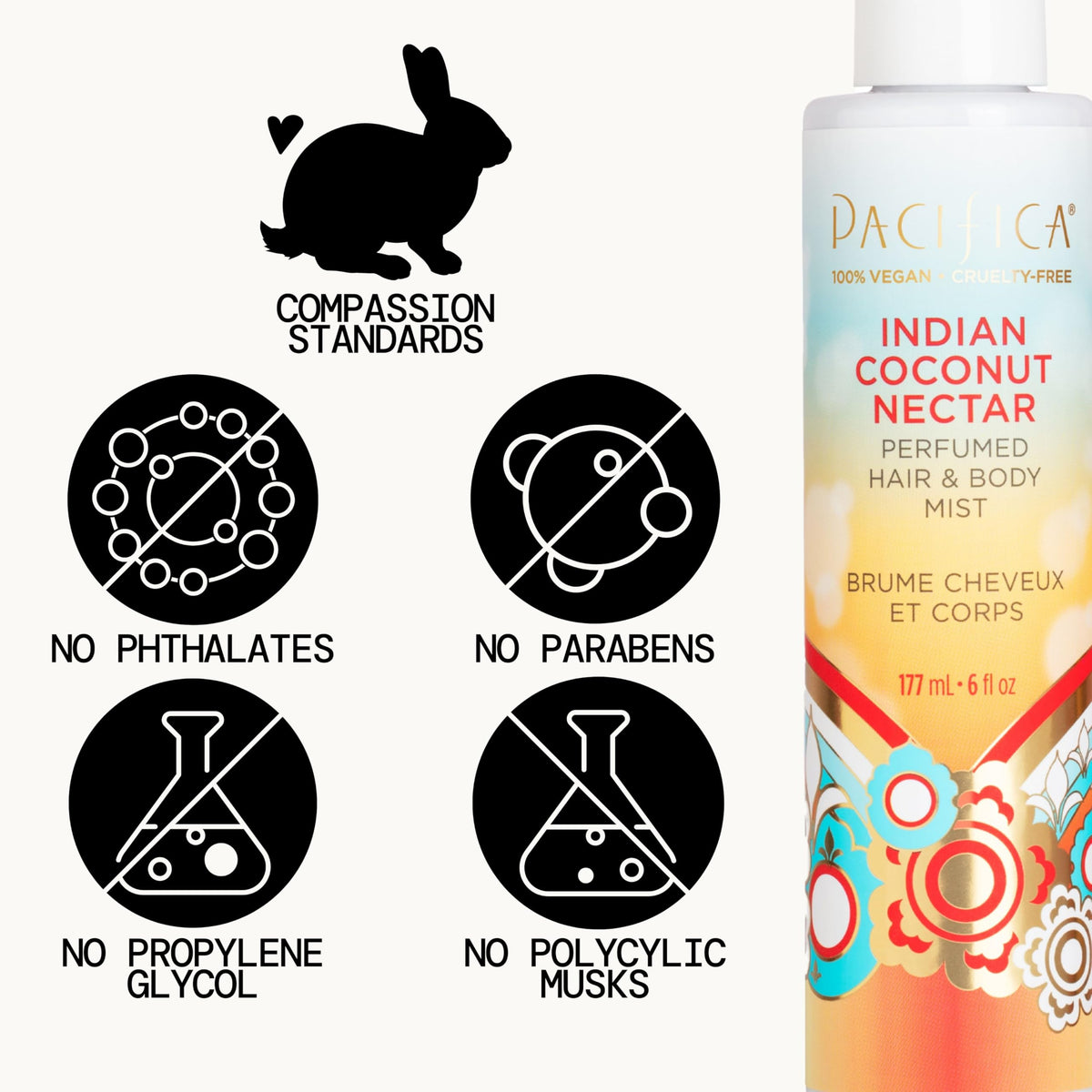 Pacifica Beauty Indian Coconut Nectar Hair & Body Mist, Functional Fragrance For A Calming Experience, Paraben-Free, Vegan & Cruelty-Free, 5 Fl Oz Beauty & Personal Care Pacifica
