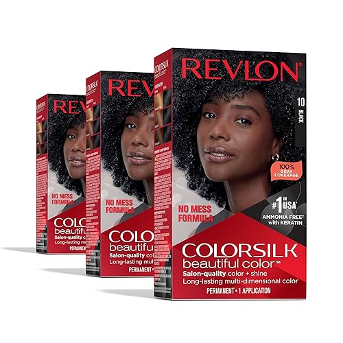 Revlon Colorsilk Beautiful Color Permanent Hair Color, (OLD VERSION) 10 Black (Pack of 3) Beauty & Personal Care REVLON