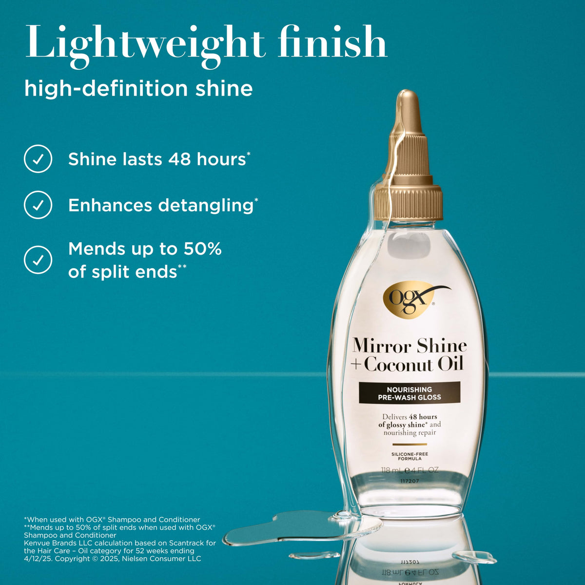 OGX Mirror Shine + Coconut Oil Pre-Wash Hair Gloss, 4 fl oz