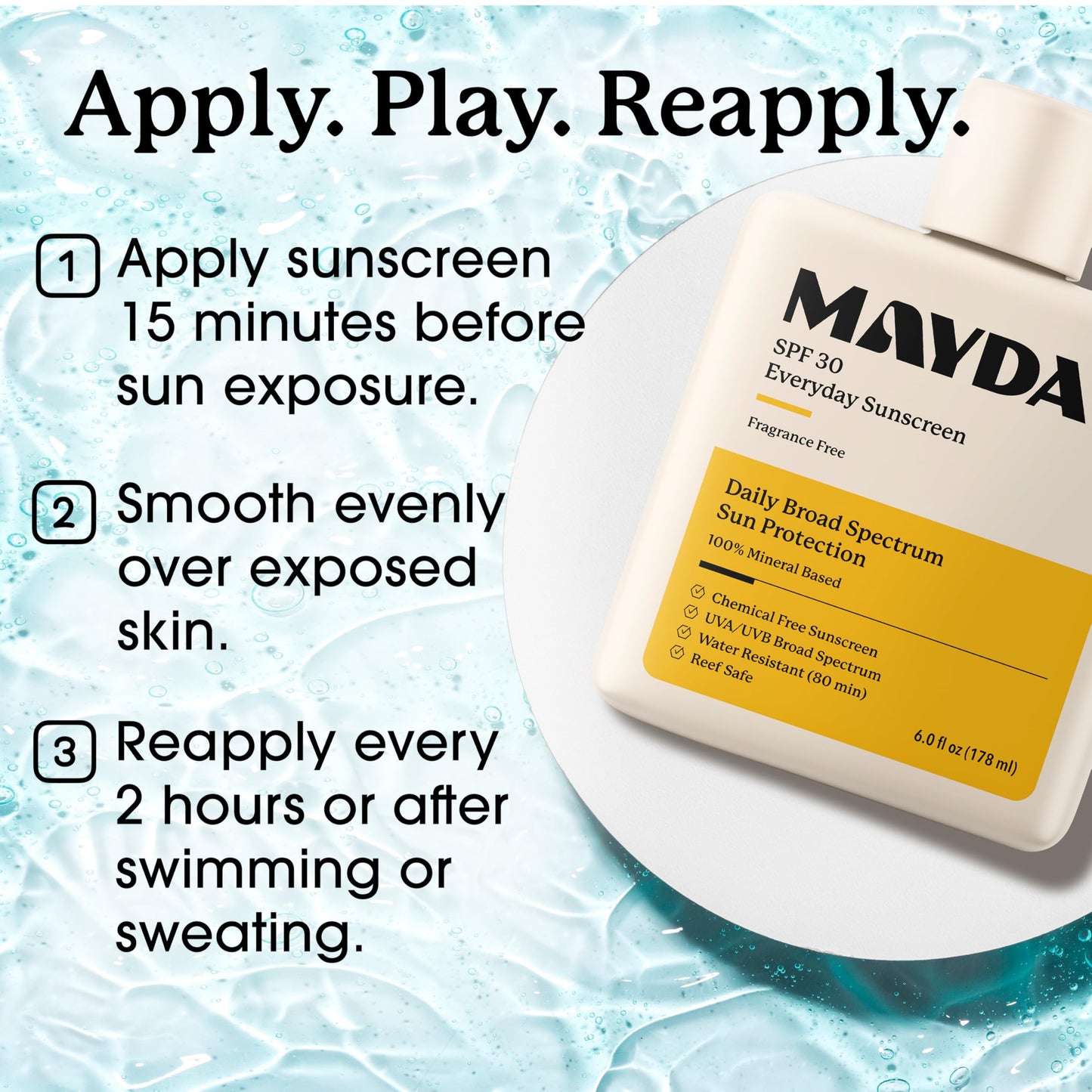 MAYDAY SPF 30 Everyday Sunscreen - Chemical-Free, Fragrance-Free, Water-Resistant Broad Spectrum Protection for Face & Body - Suitable for All Skin Beauty & Personal Care MAYDAY