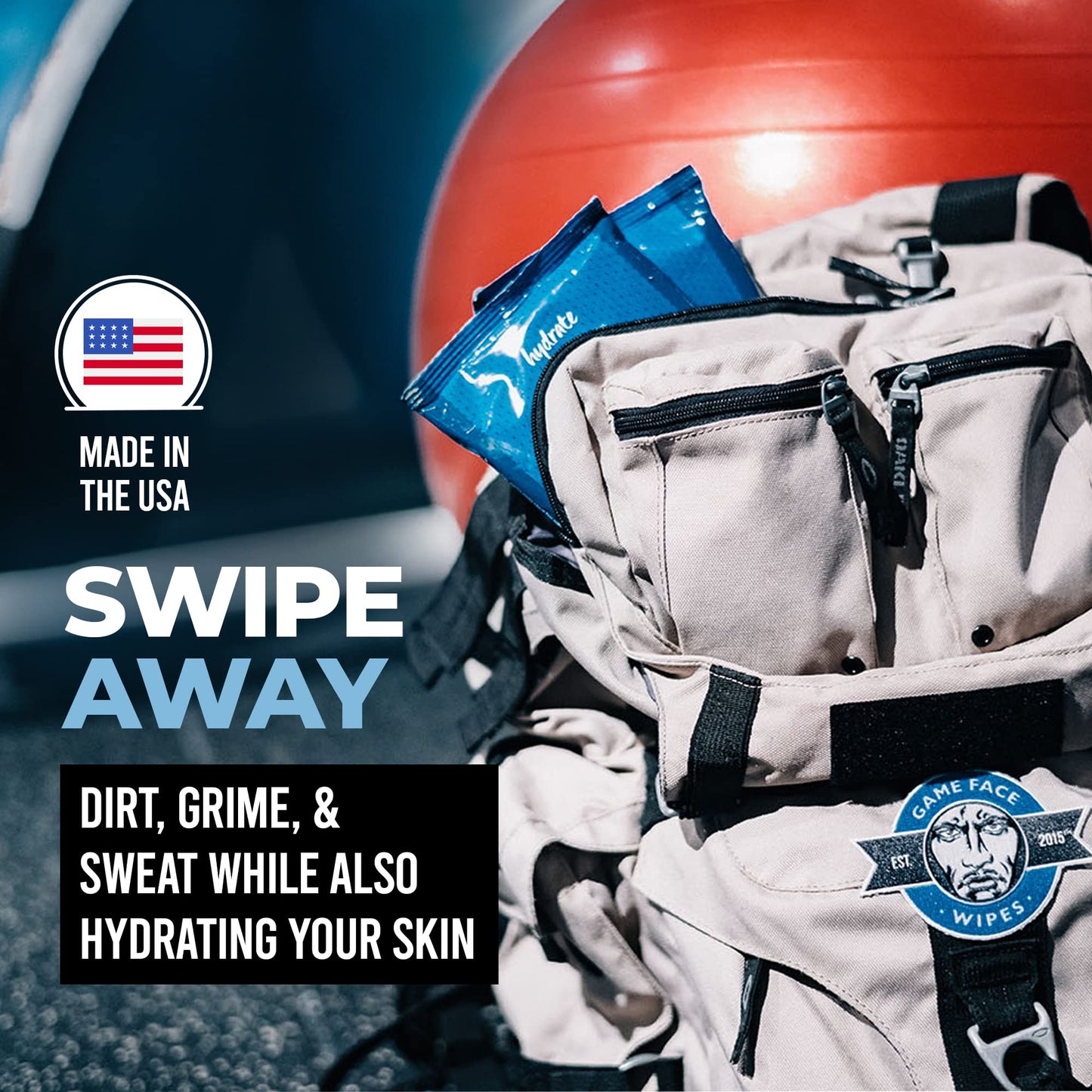 Game Face Cleansing Face Wipes 25 Count Pack XL Size 100% Compostable, Naturally Formulated and Lightly Scented Hydrating, Refreshing Beauty & Personal Care Game Face Products, Inc.