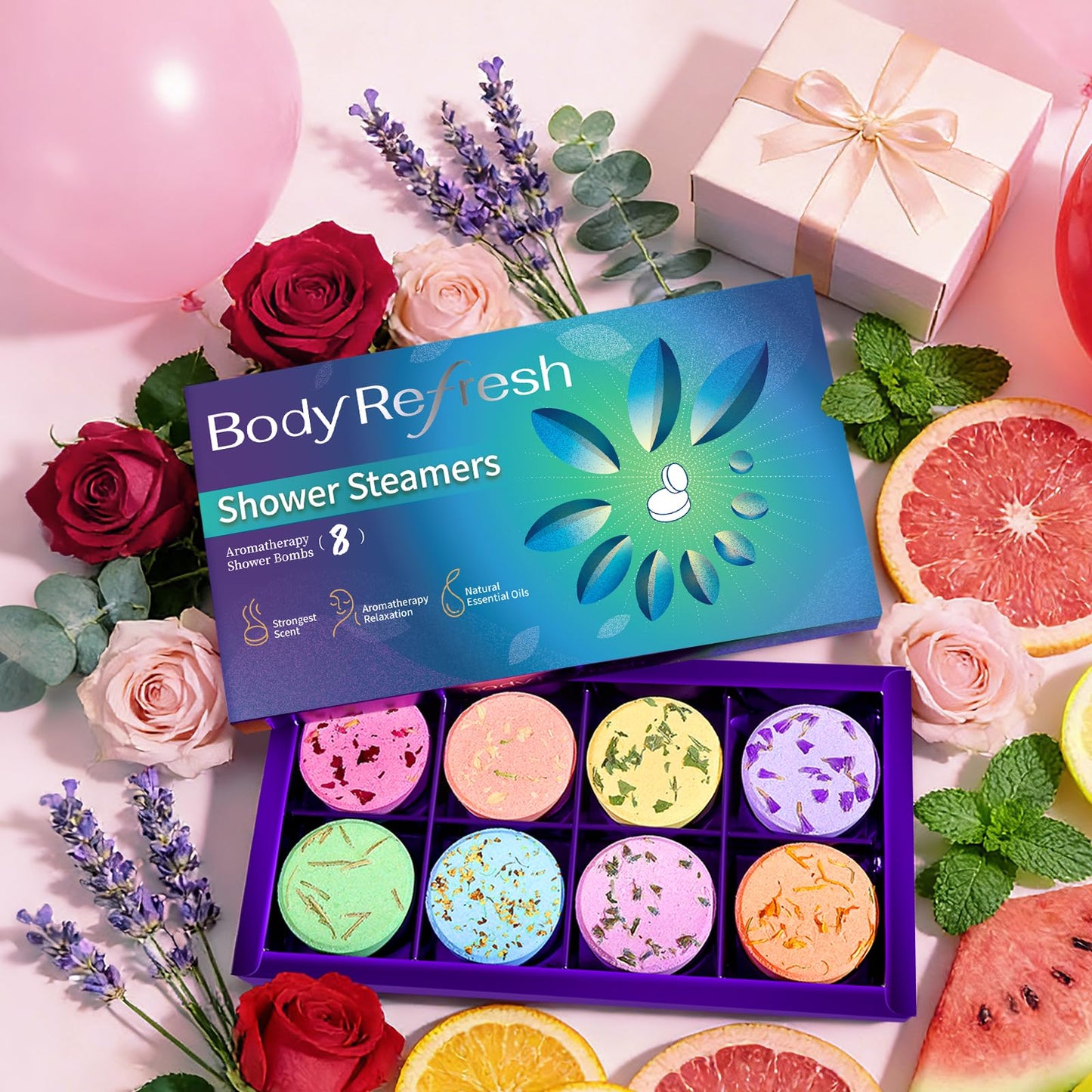 Shower Steamers Aromatherapy-8 Pack Shower Bombs with Essential Oils, Mothers Day Gifts for Mom Wife, Birthday Gifts for Women Self Care Relaxation Beauty and Personal Care BodyRefresh