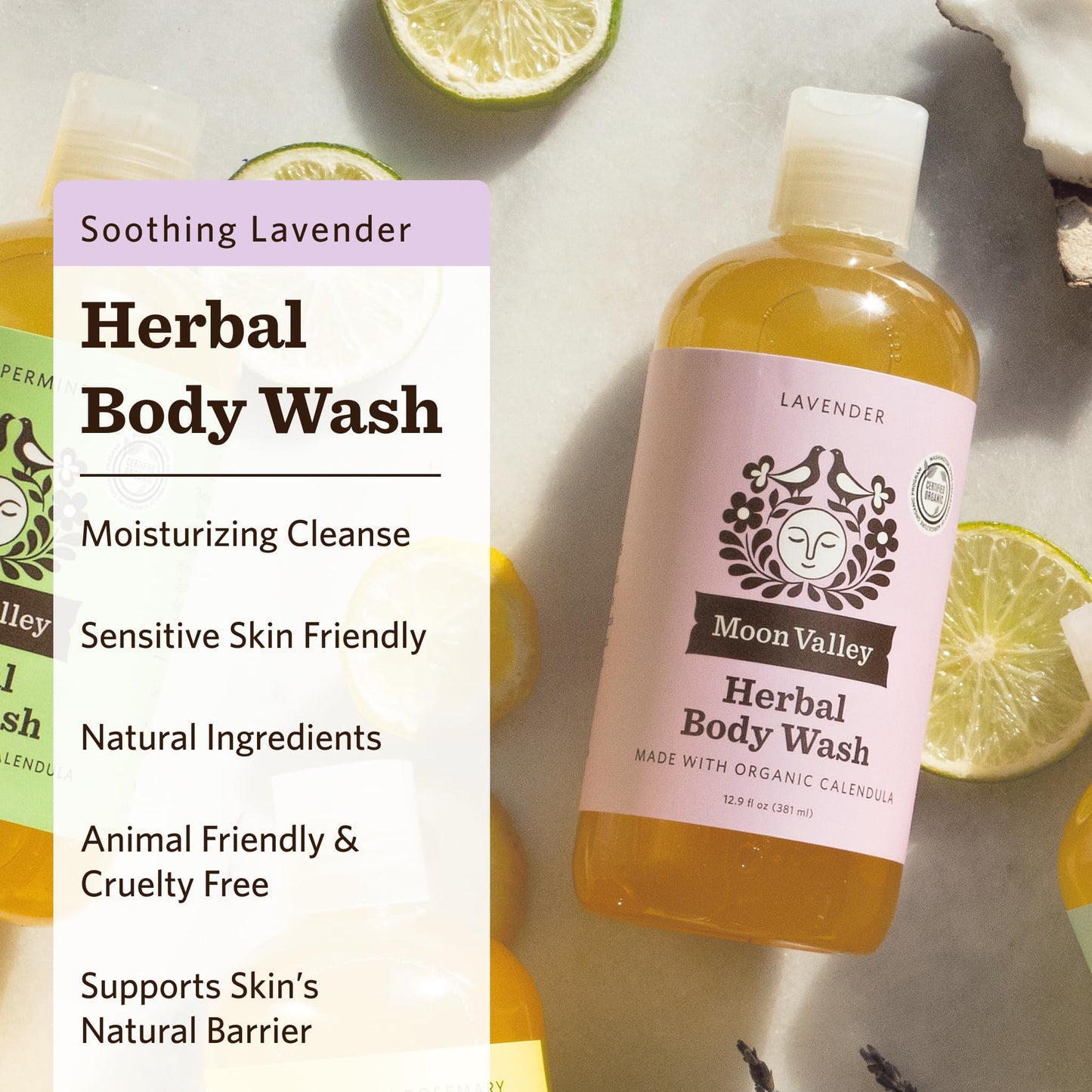 Herbal Body Wash, Lavender by Moon Valley, All Natural Ingredients, No Parabens, Vegan, Moisturizing Essential Oils, Two Pack Beauty & Personal Care Moon Valley Organics