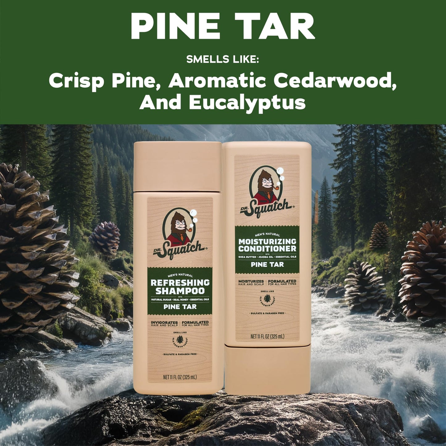 Dr. Squatch Natural Hair Bundle for Men - Healthy, Full Looking Hair - Cool Fresh Aloe Shampoo (8 fl oz), Cool Fresh Aloe Conditioner (11.5 fl oz) Beauty and Personal Care Dr. Squatch