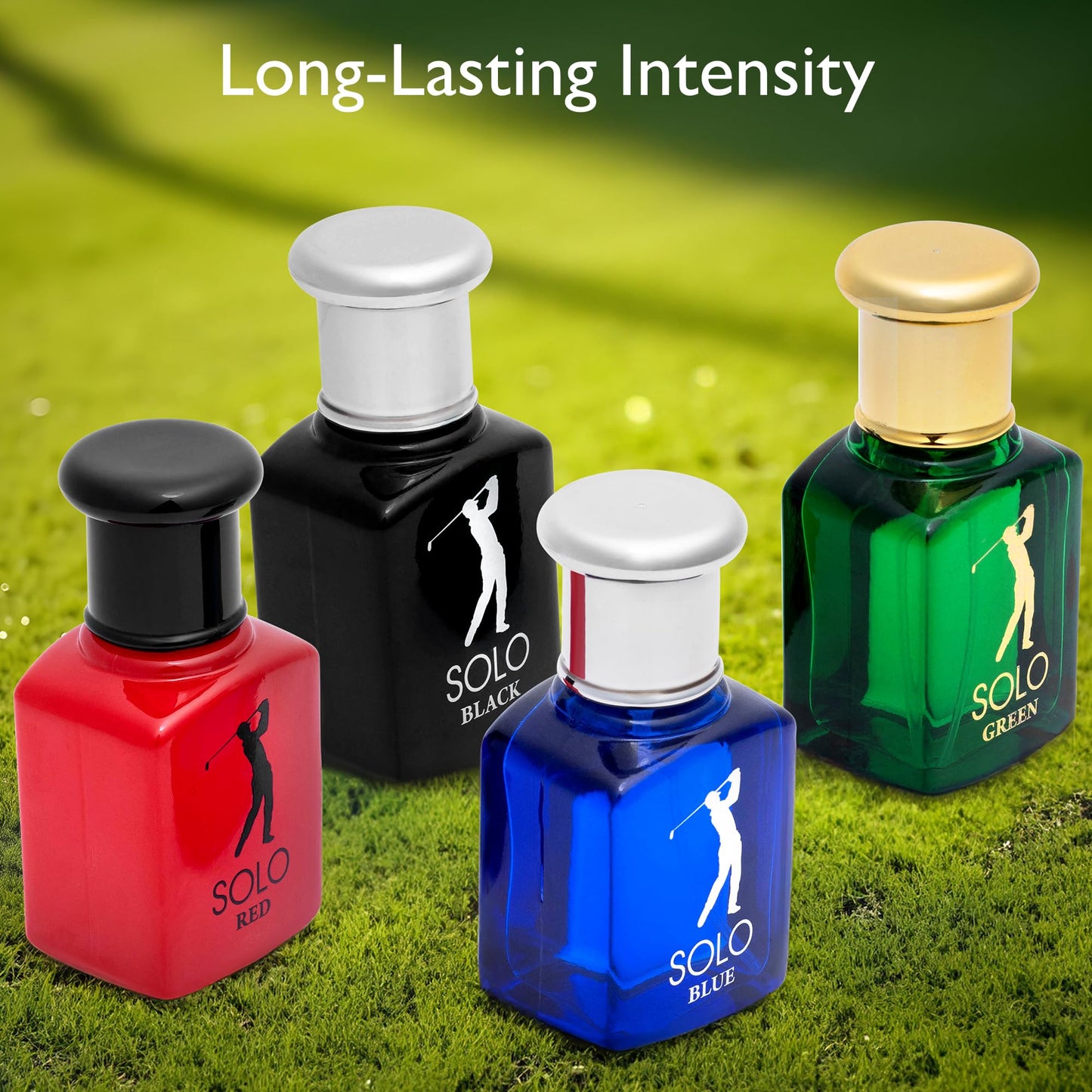 NovoGlow Solo 4-Piece Mini Fragrance Set for Men EDP - Solo Red, Blue, Black & Green - Combination of Woody, Citrus & Spicy Scents - Suitable For All Beauty & Personal Care NovoGlow