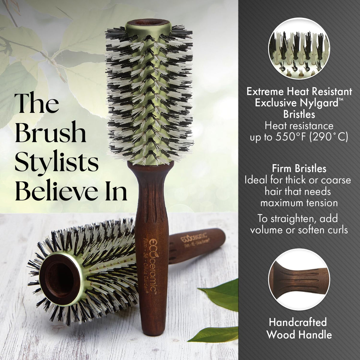 Olivia Garden Ecoceramic Firm Bristles Round Thermal Hair Brush (1 3/4") Beauty & Personal Care Olivia Garden