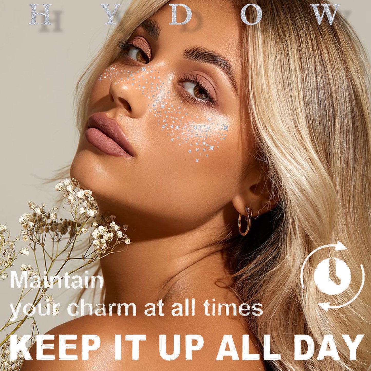 Glitter Freckles, Holographic Face and Body Glitter Tattoo Sparkle for Women Gold Glow Cosmetic Star Makeup Accessories for Festival Rave (12pcs Beauty & Personal Care Anmubag