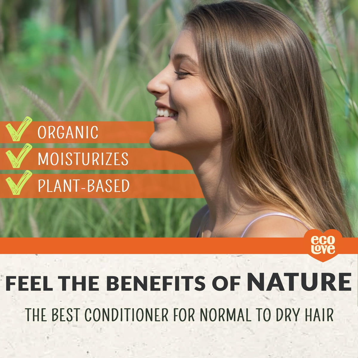 ecoLove - Natural Conditioner for Dry, Damaged Hair and Color Treated Hair - No SLS or Parabens - With Natural Carrot and Pumpkin Extract - Vegan Beauty & Personal Care ecoLove