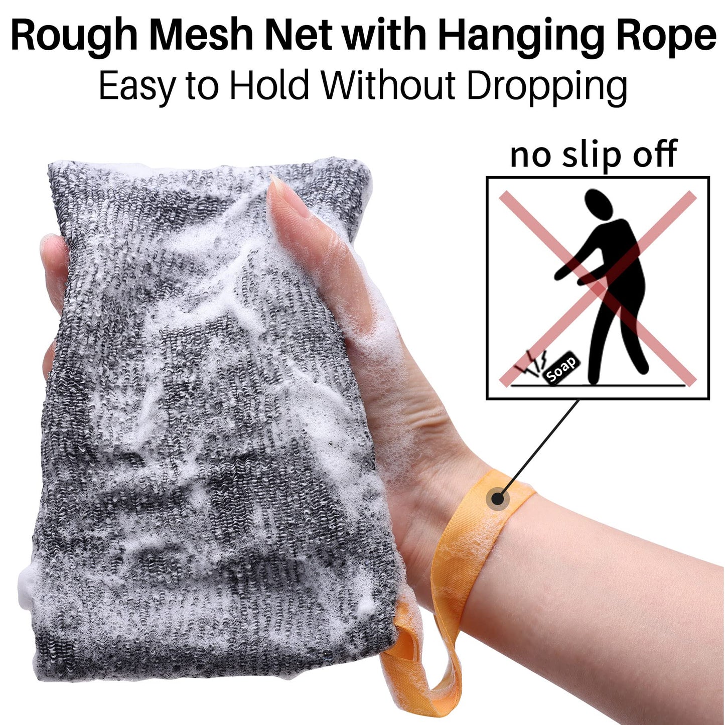 6-Pack Soap Pocket Exfoliating Soap Saver Pouch, Body Scrubber Rough Sponge Exfoliator for Bath or Shower, Gray Mesh Bar Soap Foam Lather Pouch Beauty & Personal Care Antimbee