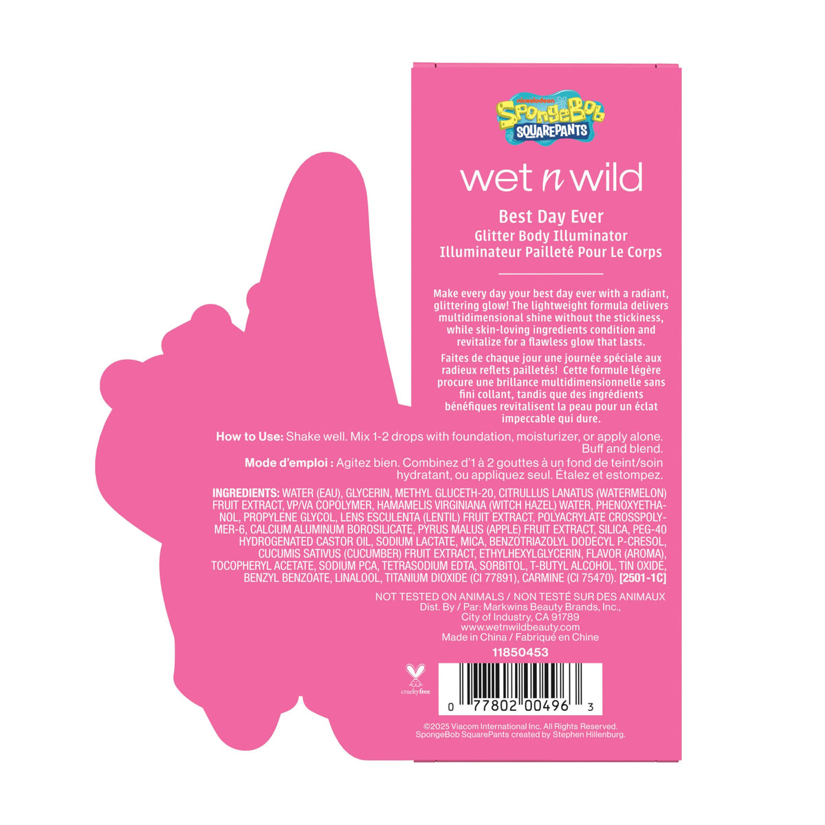 wet n wild Spongebob Best Day Ever Glitter Body Illuminator, Lightweight Non-Sticky Radiant Glow, Blendable Hydrating Formula