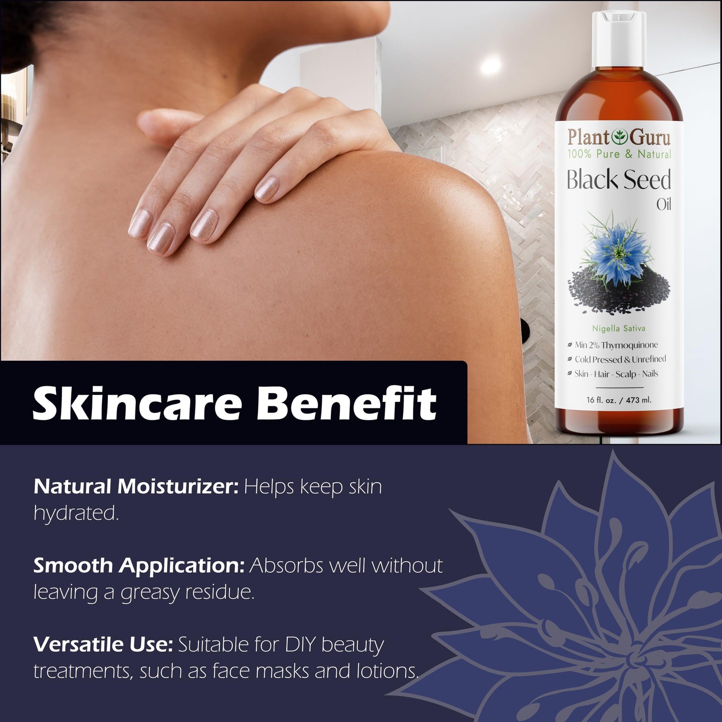 Black Cumin Seed Oil 32 fl. oz. Unrefined Cold Pressed 100% Pure Natural Nigella Sativa Kalonji Oil for Skin Care, Hair Growth, Scalp and Massage. Beauty & Personal Care Plant Guru