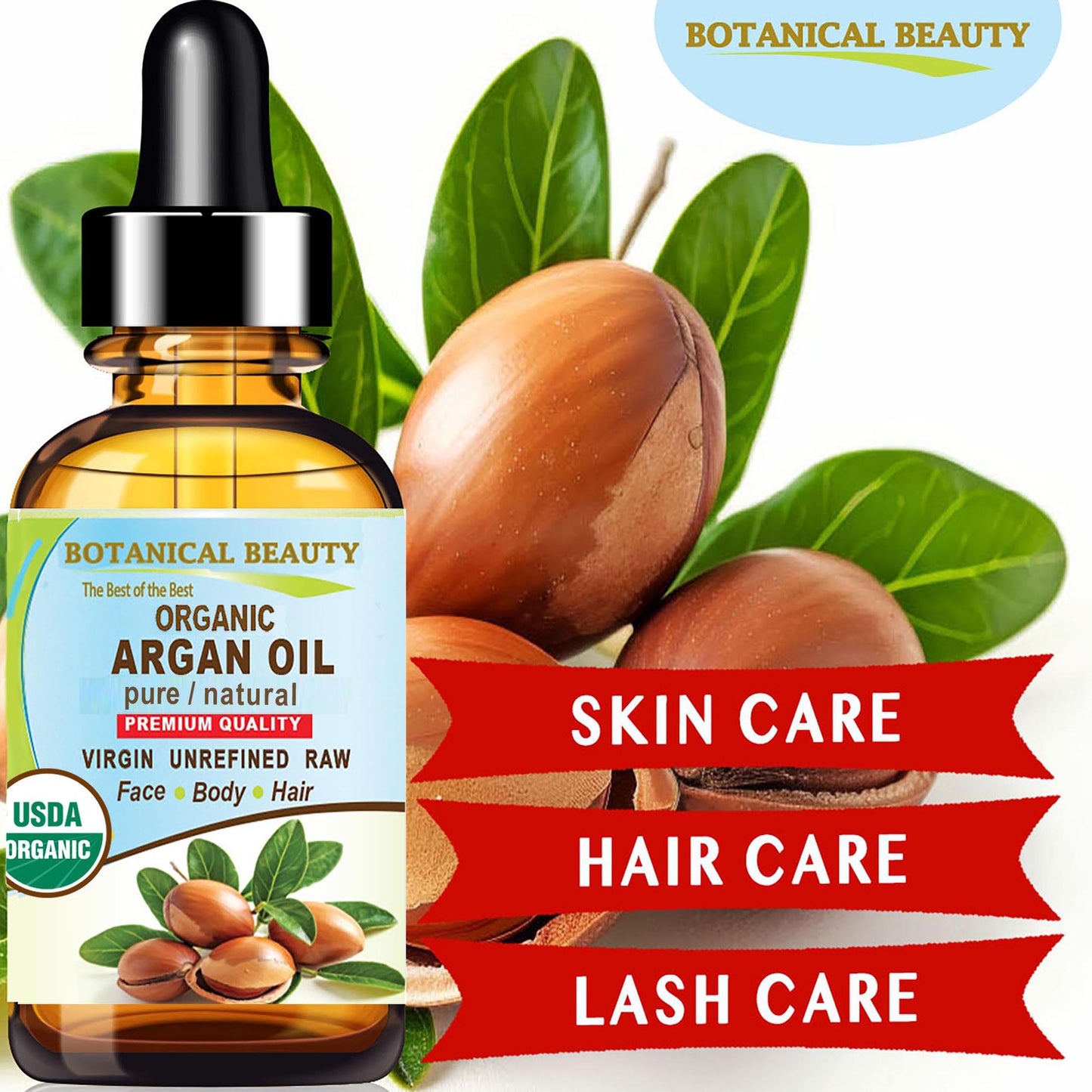 Botanical Beauty Organic ARGAN OIL 100% Pure Natural VIRGIN UNREFINED Cold-Pressed Carrier Oil for Face, Skin, Body, Hair, Lip, Nails. Rich in Vitamin Beauty & Personal Care Botanical Beauty