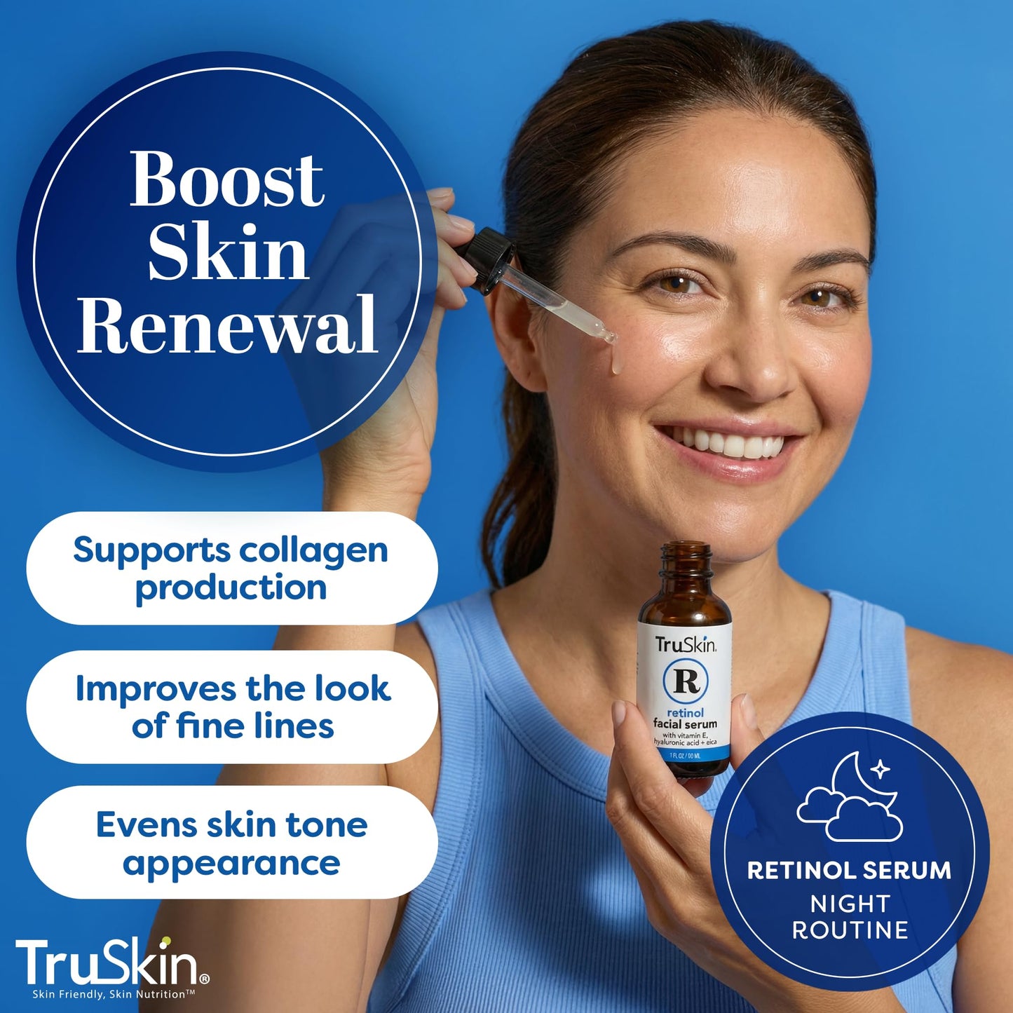 TruSkin Retinol Serum for Face - Gentle, Skin Friendly Anti-Aging Retinoid with Hyaluronic Acid, Cica & Vitamin E - Retinol Facial Serum Beauty & Personal Care TruSkin