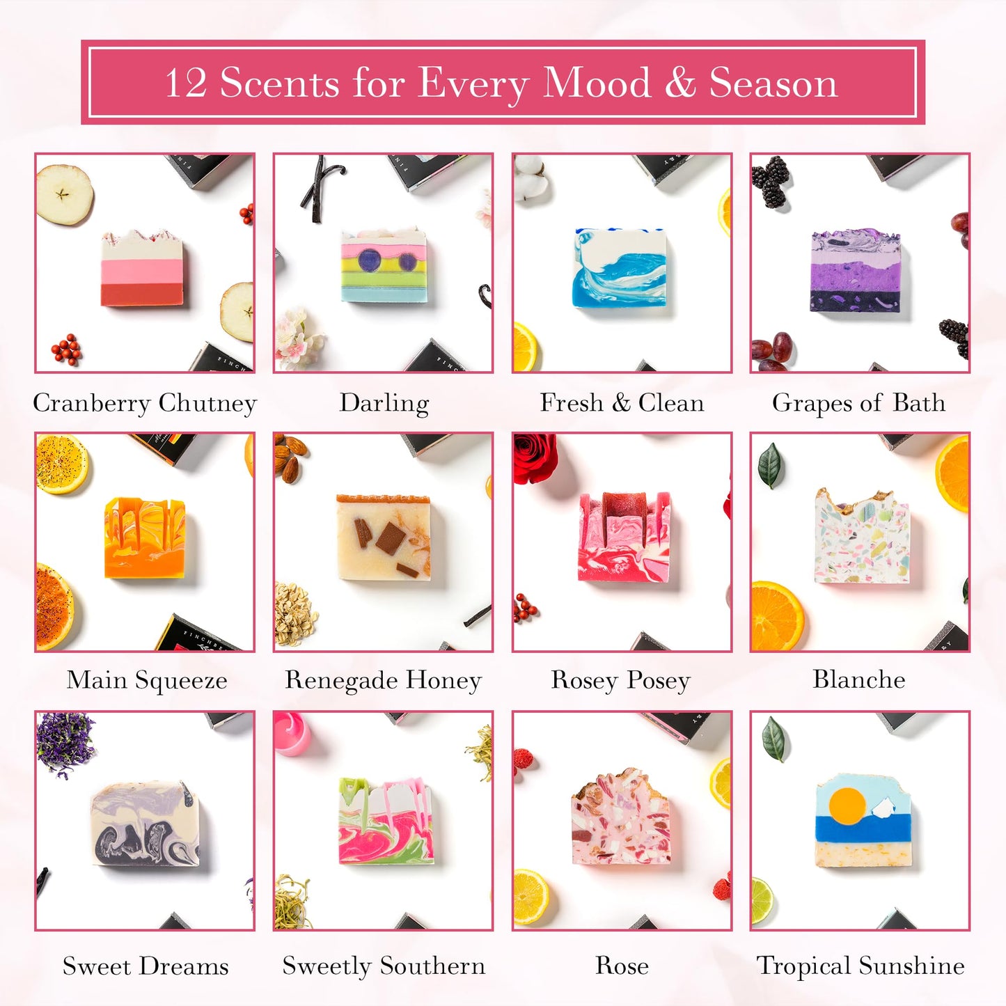 FinchBerry Year of Soap Set - Natural Shea and Coconut Oil, Rich Scents and Lush Lather, Ideal Gift Box for Everyday Comfort and Self-Care - 12 Beauty & Personal Care FinchBerry