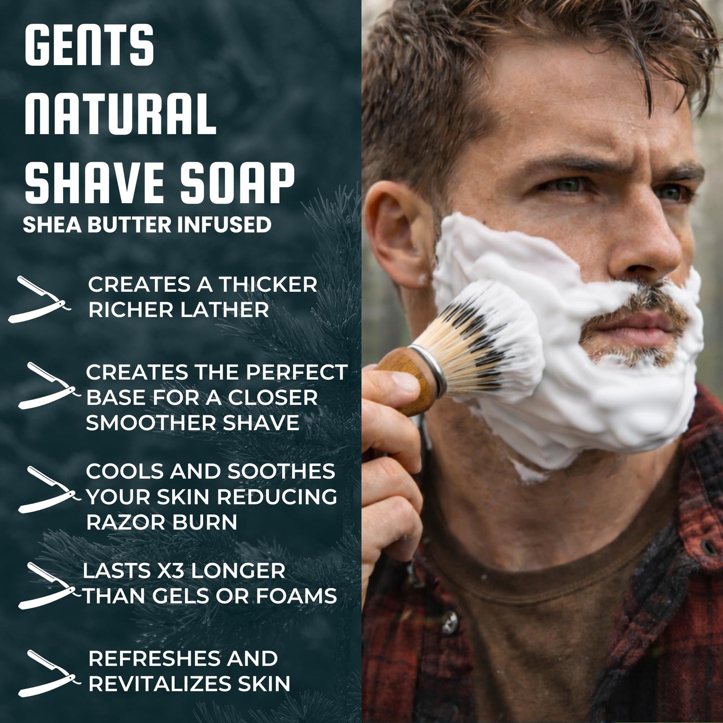 GENTS Men's Cedar and Pine Shaving Soap with Shea Butter and Glycerin, Pack of 3 (3oz Each) Beauty and Personal Care G.B.S