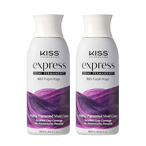 Kiss Express Semi-Permanent Hair Color - Vivid, Highly Pigmented Dye for Vibrant Hair, Gentle Formula, Gray Coverage, pH Balanced, 23 Intermixable Beauty & Personal Care KISS