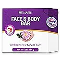 MASSE' Face & Body Bar - Probiotic with Rose Oil & Clay Infused cleansing body bar with Coleus, Vitex Berry Extracts - For Men and Women - Ideal Beauty & Personal Care MASSE'