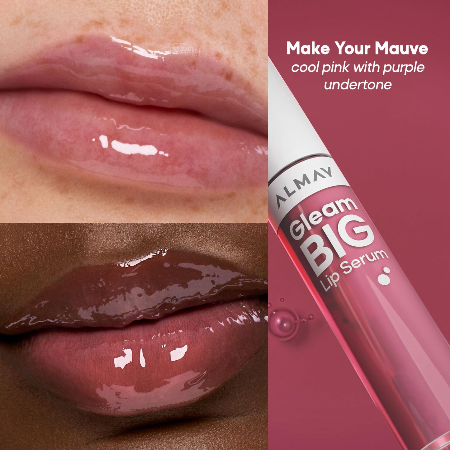 Almay Gleam Big™ Lip Serum, Hydrating and Moisturizing, Hypoallergenic Lip Gloss, Non-Sticky, 300 Make Your Mauve, 0.13 fl oz Beauty & Personal Care Almay