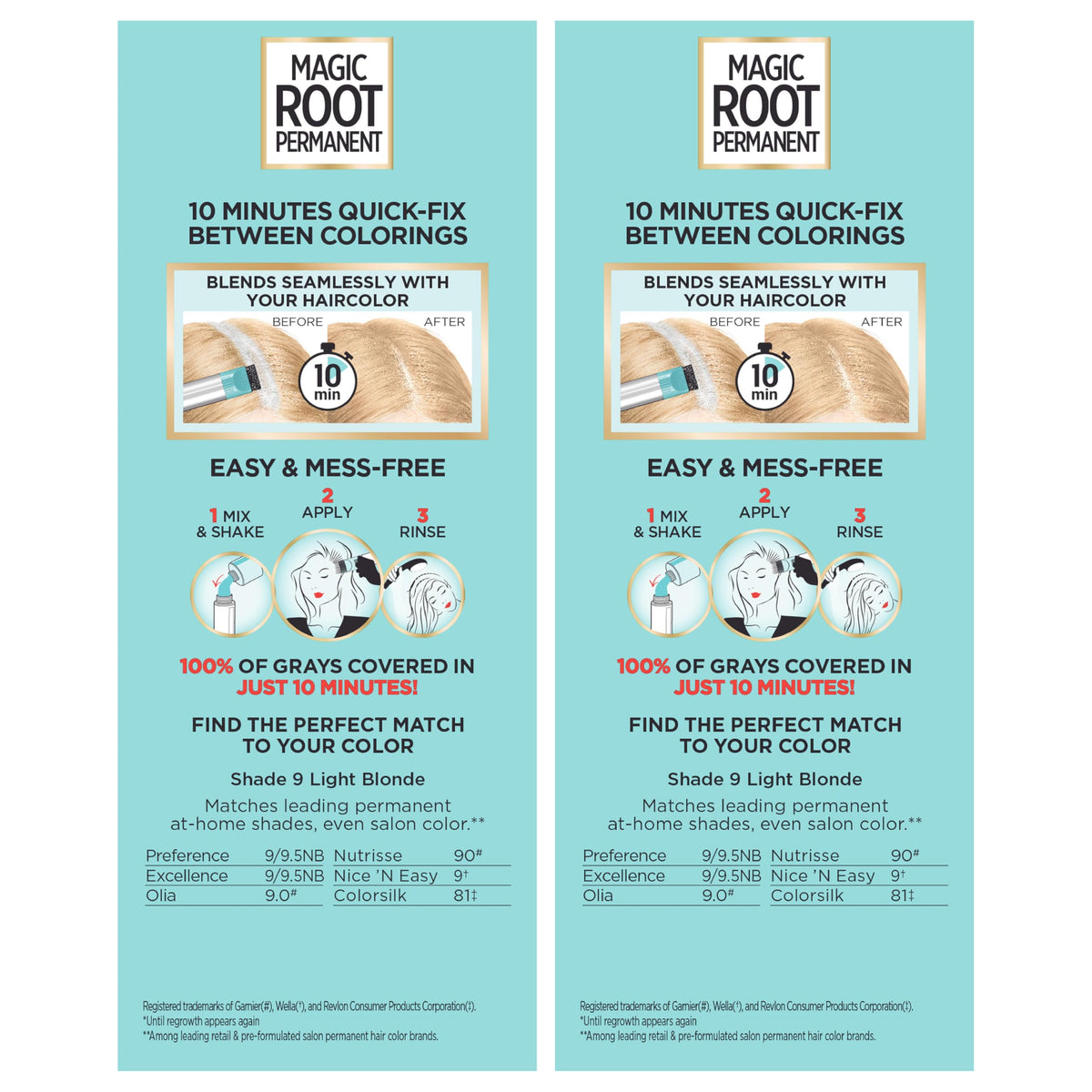 L’Oréal Paris Magic Root Permanent Hair Color, 10 Minute Hair Dye Kit to Rescue Roots with 100% Gray Hair Coverage, 9 Light Blonde, 2 Pack (Packaging Beauty & Personal Care L'Oreal Paris