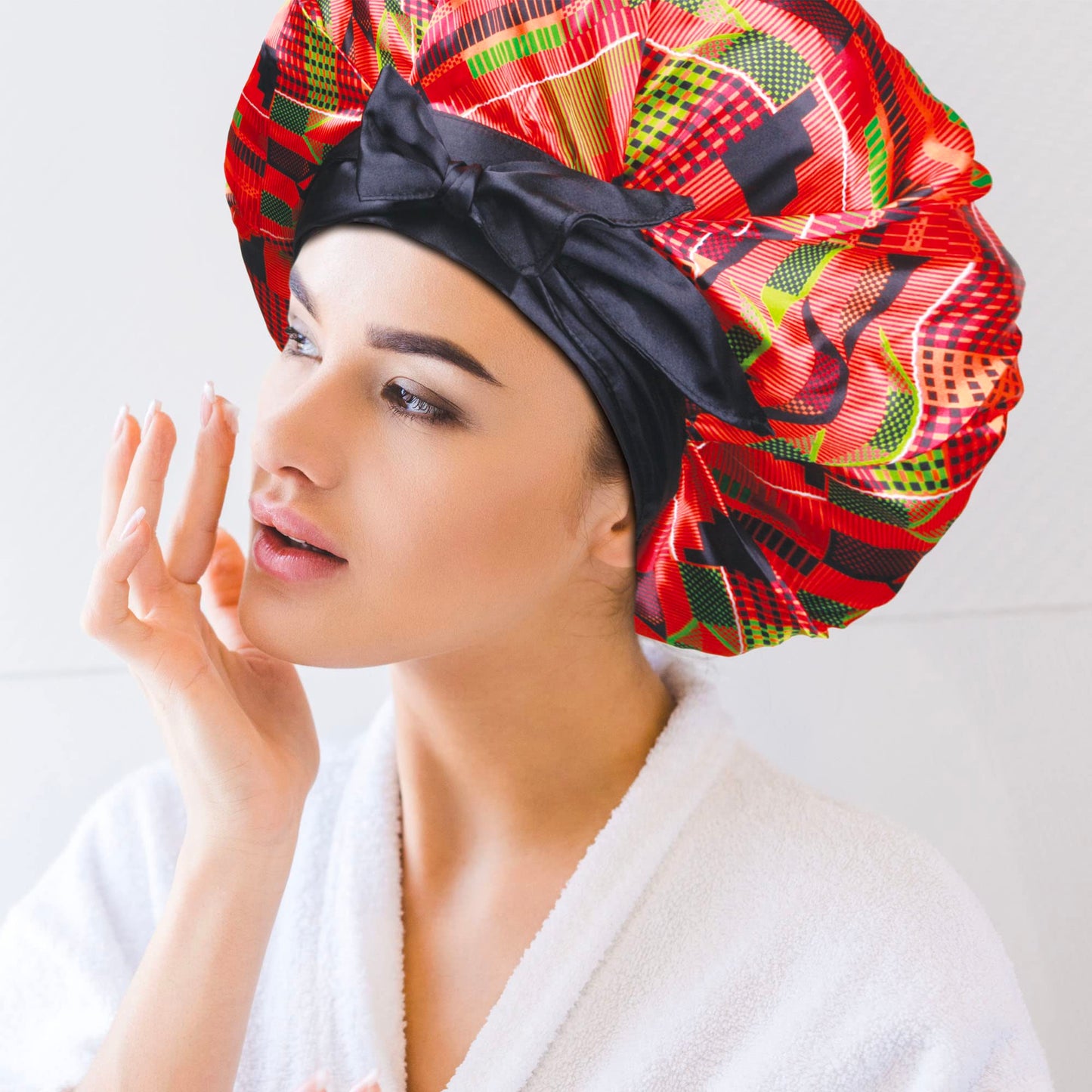 DONNA Large, Extra Large Adjustable Tie Satin Bonnet Sleep Cap 1pc Satin Headband Around Hairline & Nape Area Hair Accessories Night Cap Shower Caps Beauty & Personal Care DONNA