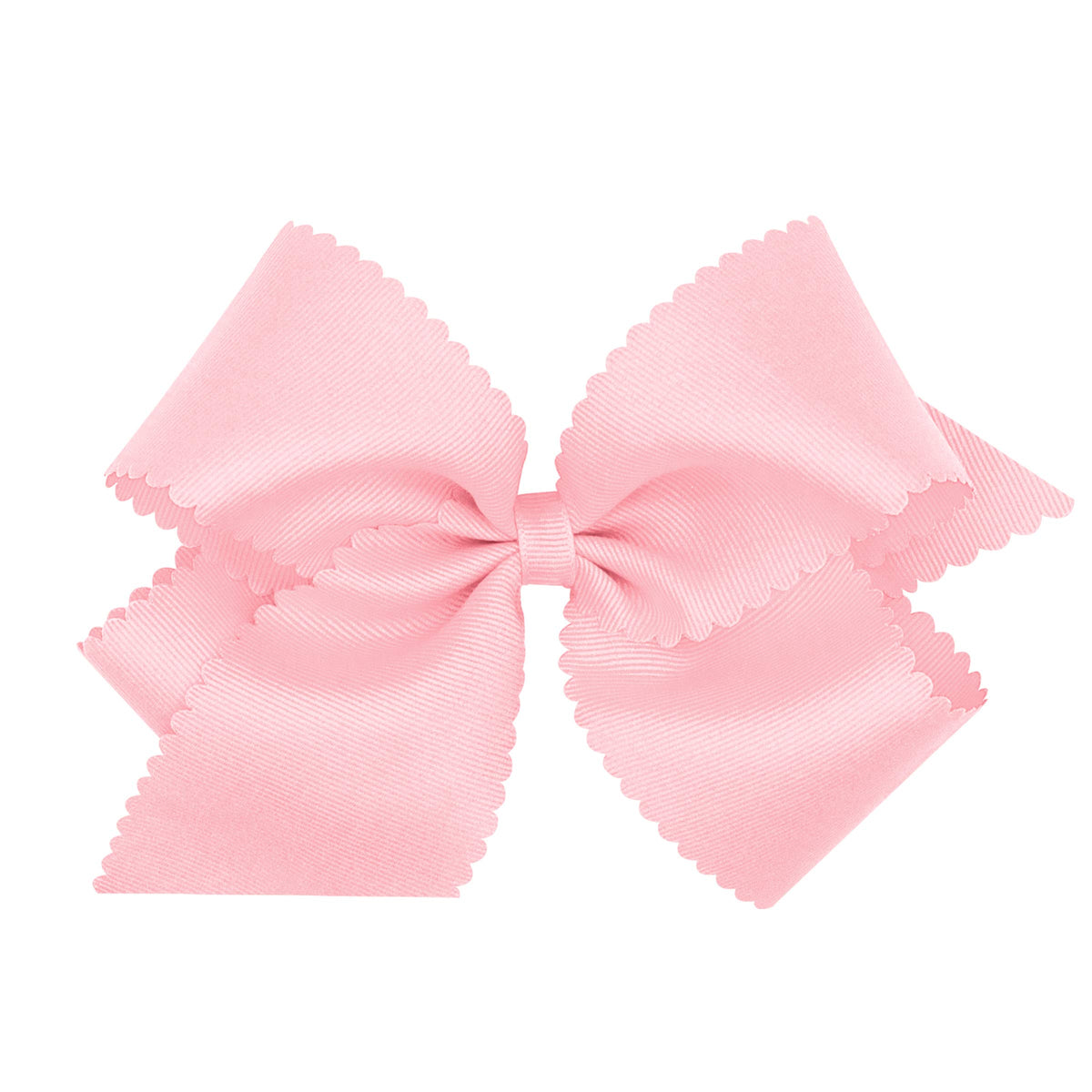 Wee Ones Girls' Classic Grosgrain Hair Bow with Scalloped Edges, No-Slip Hair Clip, Handmade, Light Pink, King