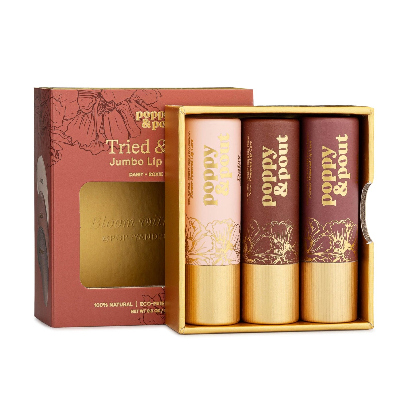 Poppy & Pout All Natural Lip Tints, Sustainable Cardboard Tubes, Hand-filled, Beeswax, Vitamin E, Coconut Oil, Cruelty Free (Tried & True Trio) Beauty and Personal Care Poppy & Pout