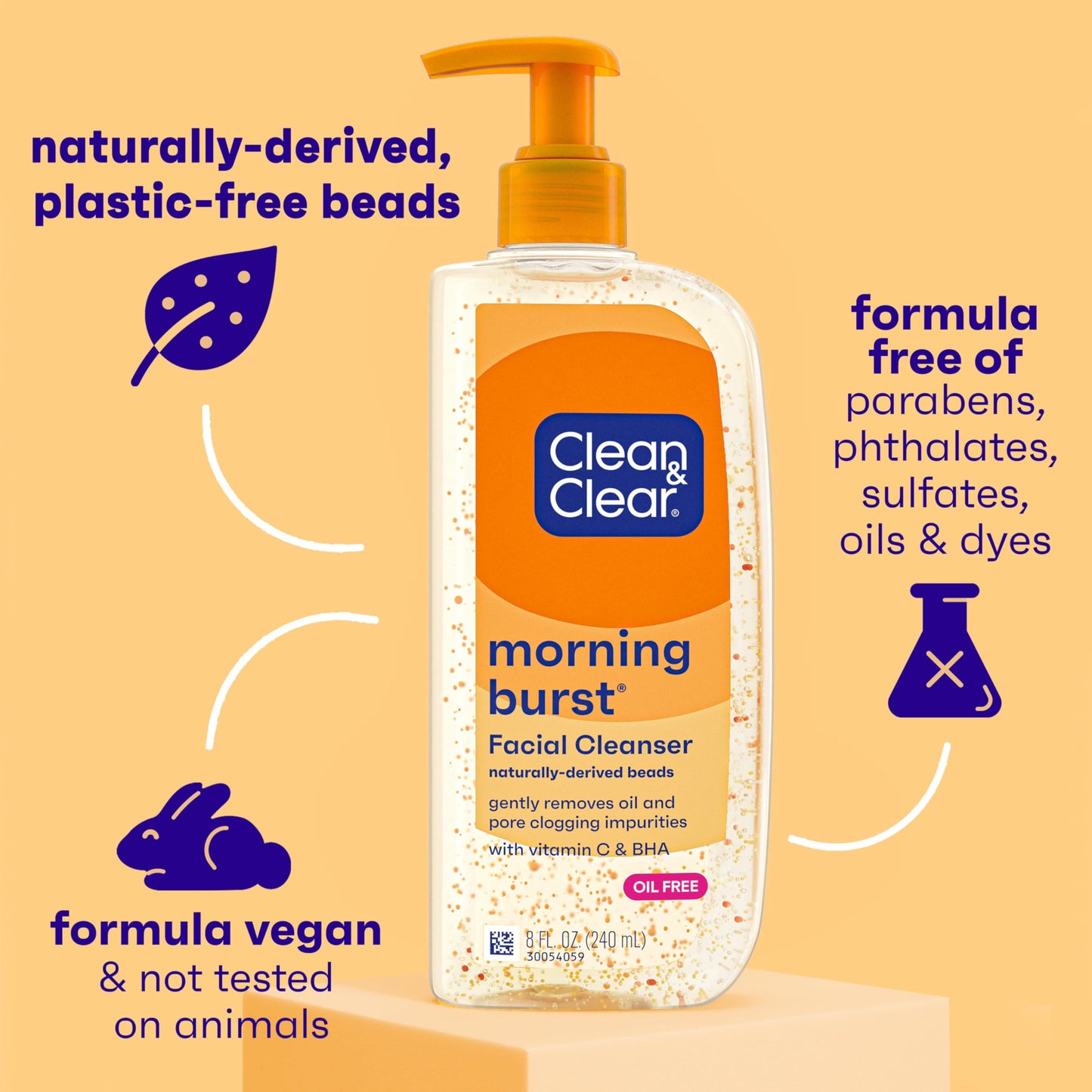Clean & Clear Morning Burst Oil-Free Facial Cleanser with Brightening Vitamin C, Ginseng, and Gentle Daily Brightening Face Wash for All Skin Types Beauty & Personal Care Clean & Clear