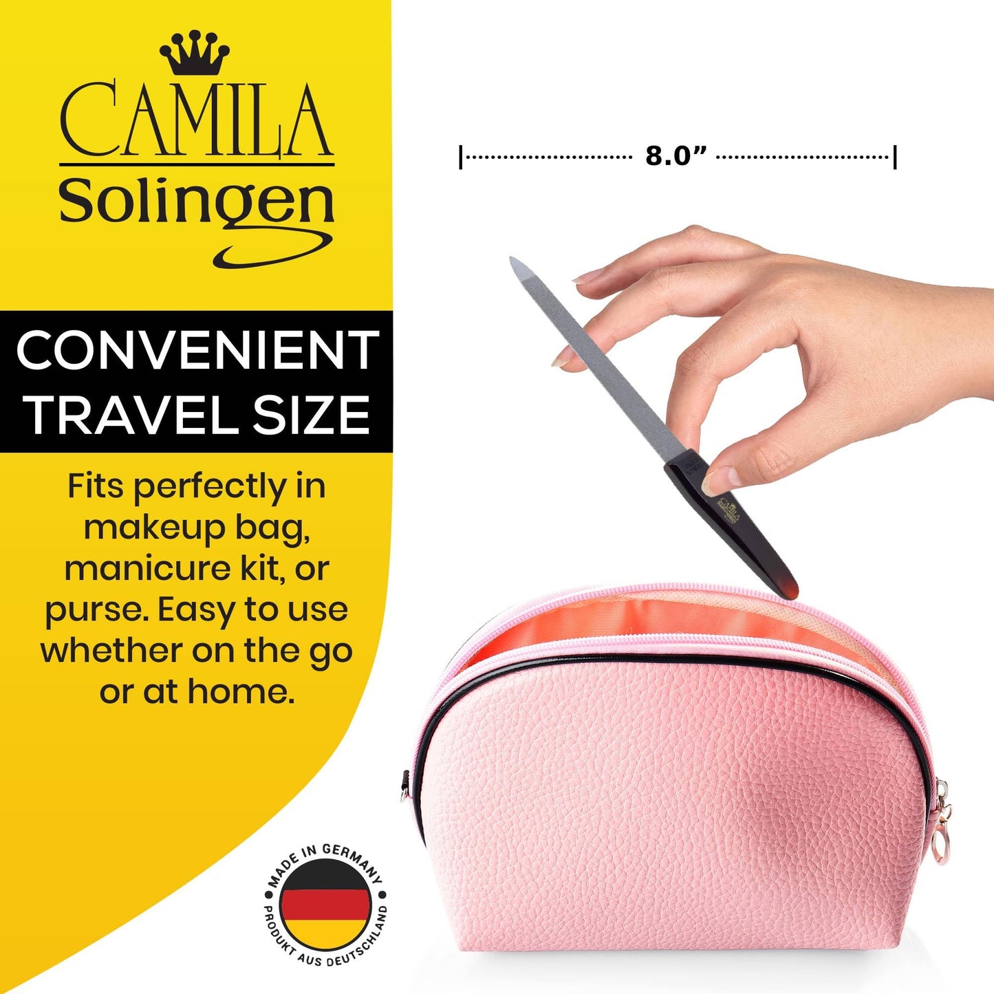 Camila Solingen CS19 Sapphire Metal Nail File for Natural Nails Fingernail and Toenail Care, 8" Double Sided Coarse and Fine for Manicure and Pedicure Beauty & Personal Care Camila Solingen