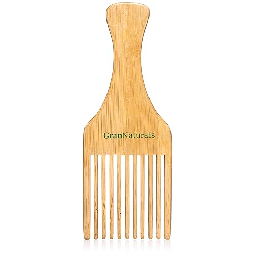 GranNaturals Wooden Comb & Hair Pick - Natural Wood Volumizing & Styling Tool for Thick, Coarse, Curly Hair - Non-Static Comb for Afro & Beard - Long Beauty & Personal Care GranNaturals