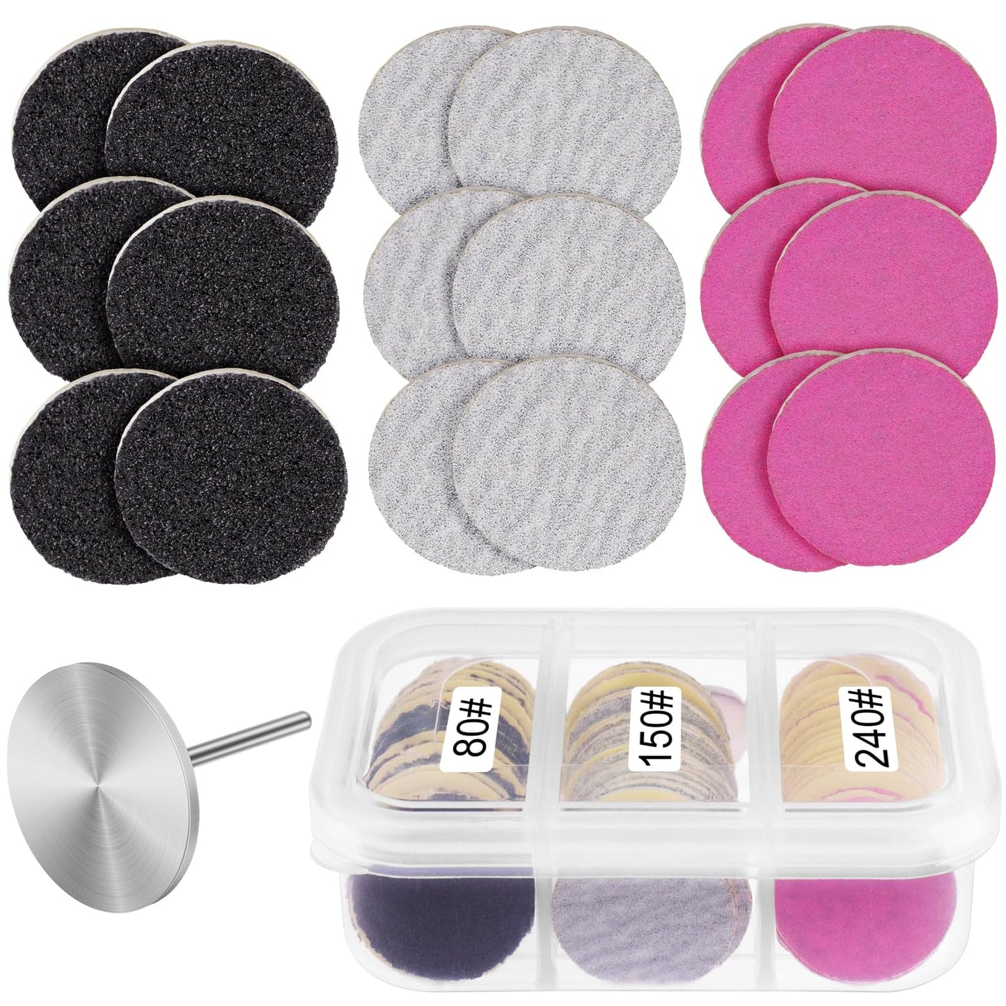 Rolybag Sanding Paper Discs and Metal Nail Drill Bit 25mm Pedicure Disc Replacement Sanding Discs Bits for Nail Drill Foot Files Electric Remover Dead Beauty & Personal Care Rolybag