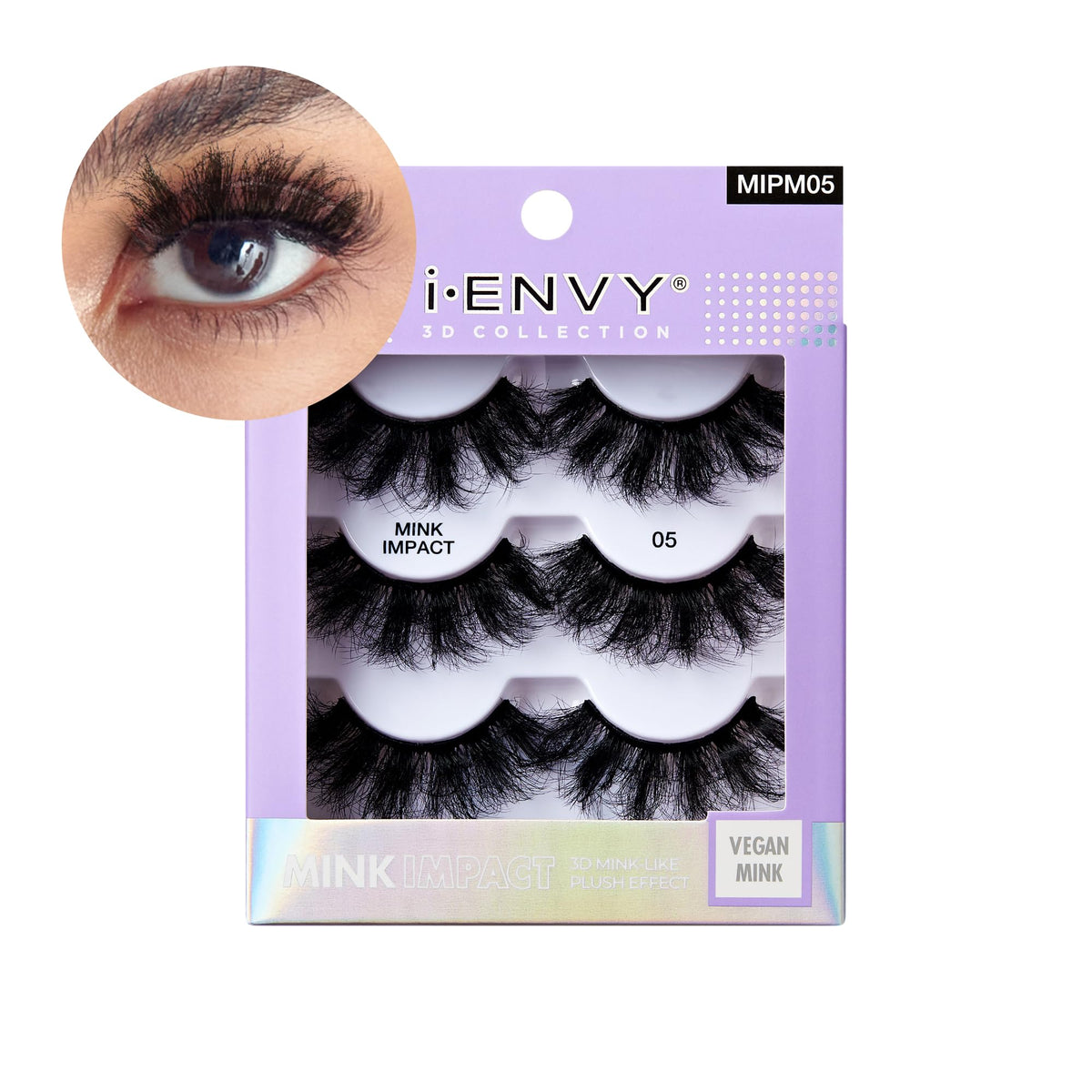 I-Envy 3-in-1 MinkImpact Multipack, 100% 3D Mink-Like Vegan Lashes, Soft, Natural, Fluffy & Lush, Clear Undetectable Band, Lightweight & Comfortable