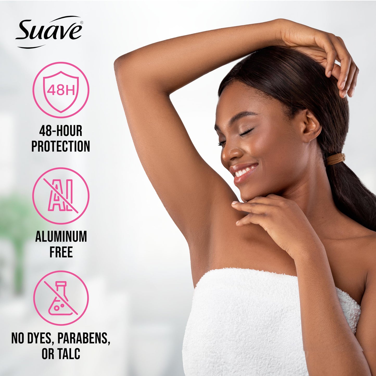 Suave Aluminum Free Deodorant for Women, Rose Petal and Jasmine, 48-Hour Odor Protection, Free of Talc, Parabens & Dyes 2.6 oz (Pack of 12) Beauty and Personal Care Suave