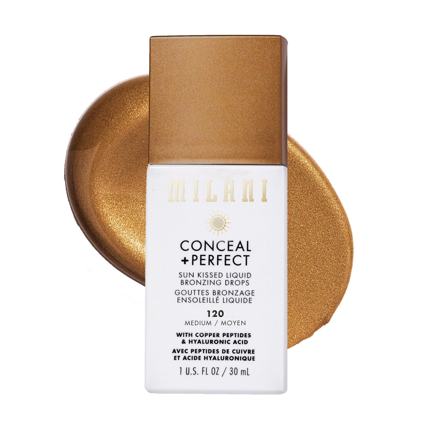 Milani Bronzer- Sun Kiss Bronzing Drops, Conceal + Perfect Liquid Bronzer for Sheer, Weightless Coverage & Hydration enriched with Peptides Beauty & Personal Care Milani