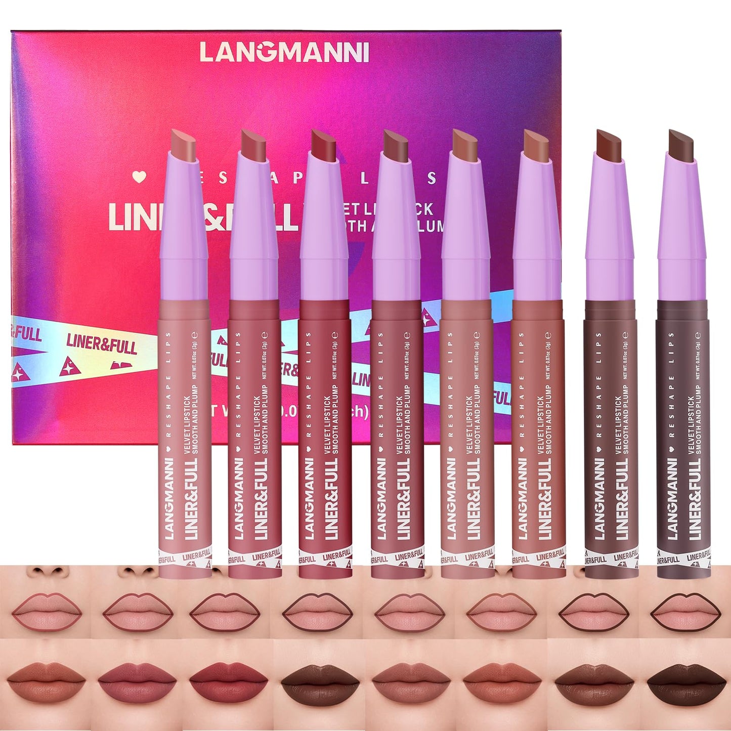 8Pcs Velvet Matte Lipstick Set, Nude to Dark Shades, Long-Lasting,Color Beauty and Personal Care Jolilab Default Title
