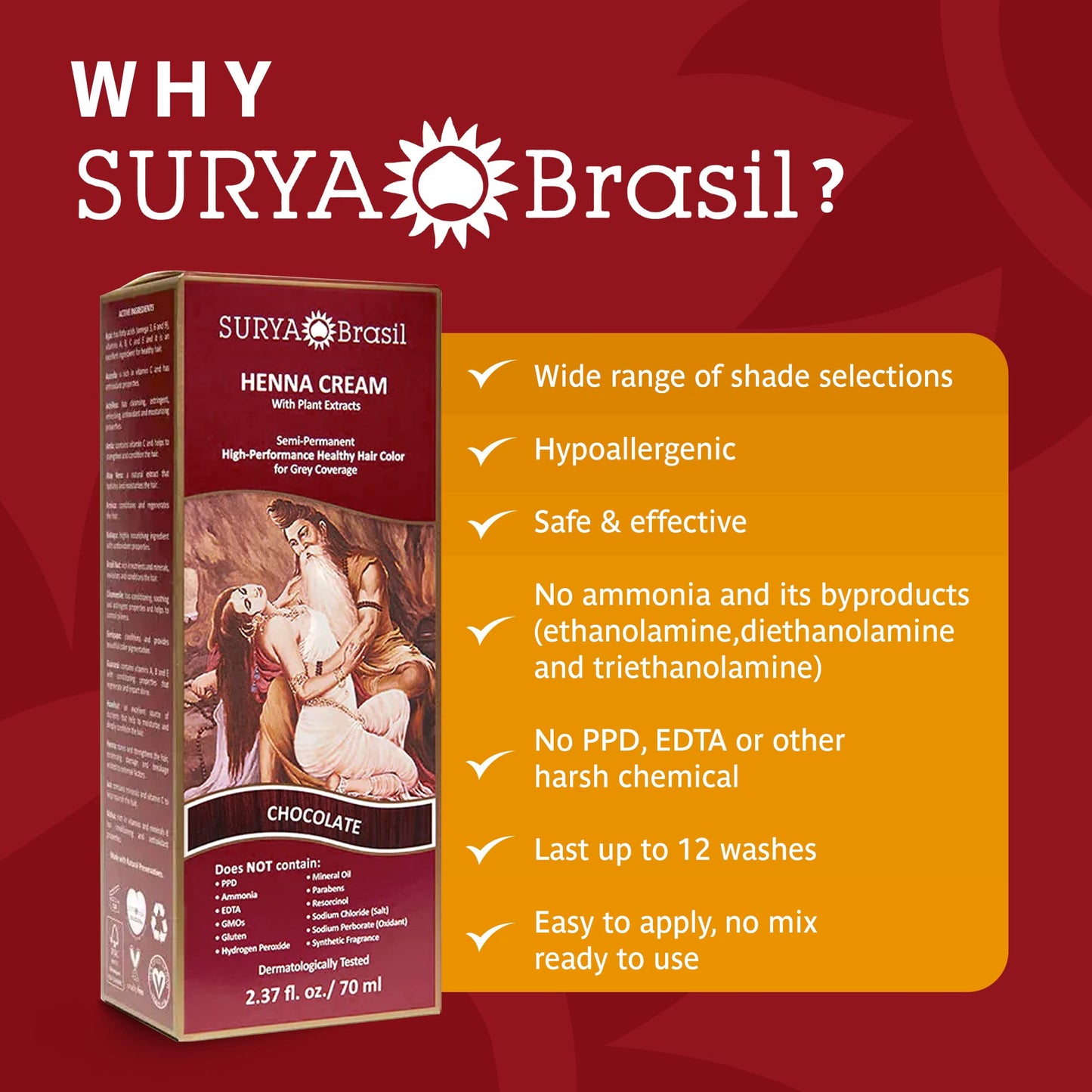 Surya Brasil Products Henna Cream, Chocolate, 2.37 Fluid Ounce Beauty & Personal Care Surya Brasil