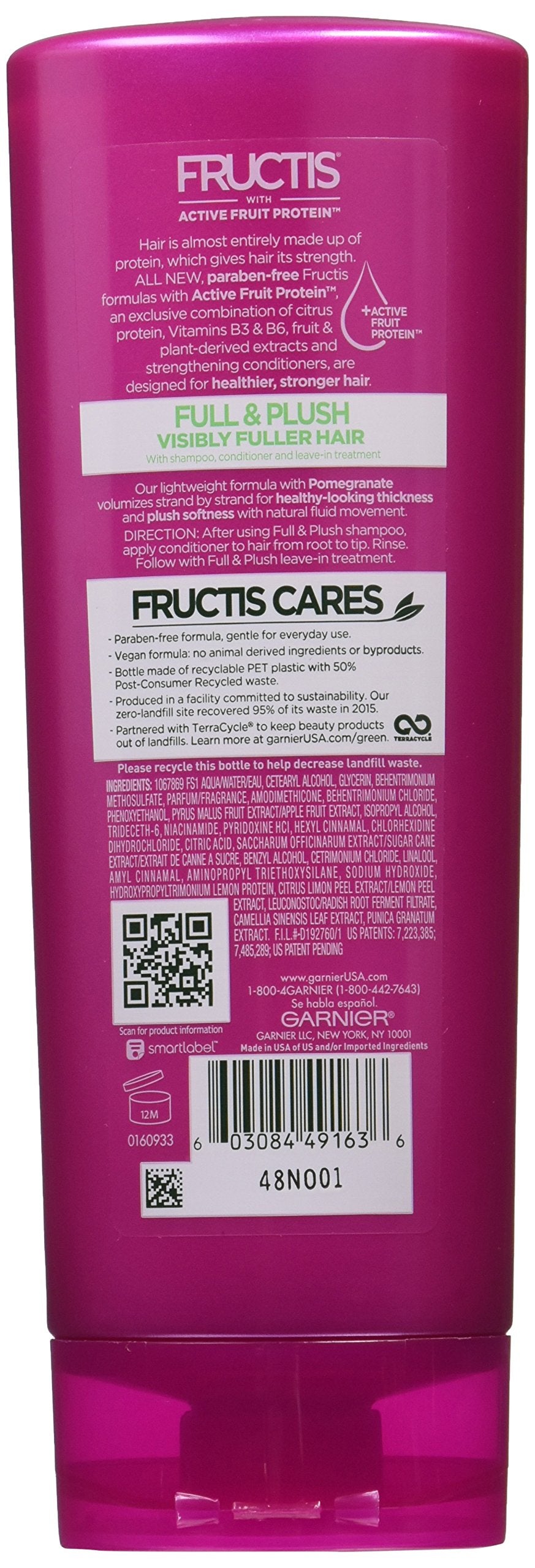Garnier Hair Care Fructis Full and Plush Conditioner, 12 Fluid Ounce